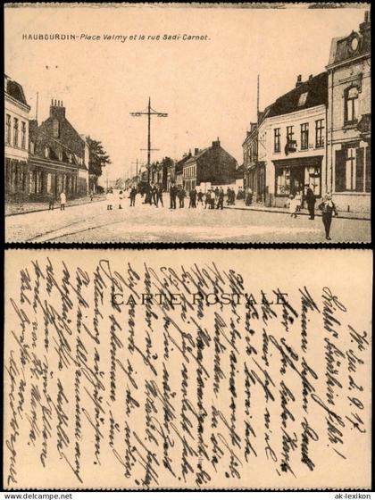 CPA Haubourdin Haubourdin Place Valmy et la rue Sadi-Carnot. 1917