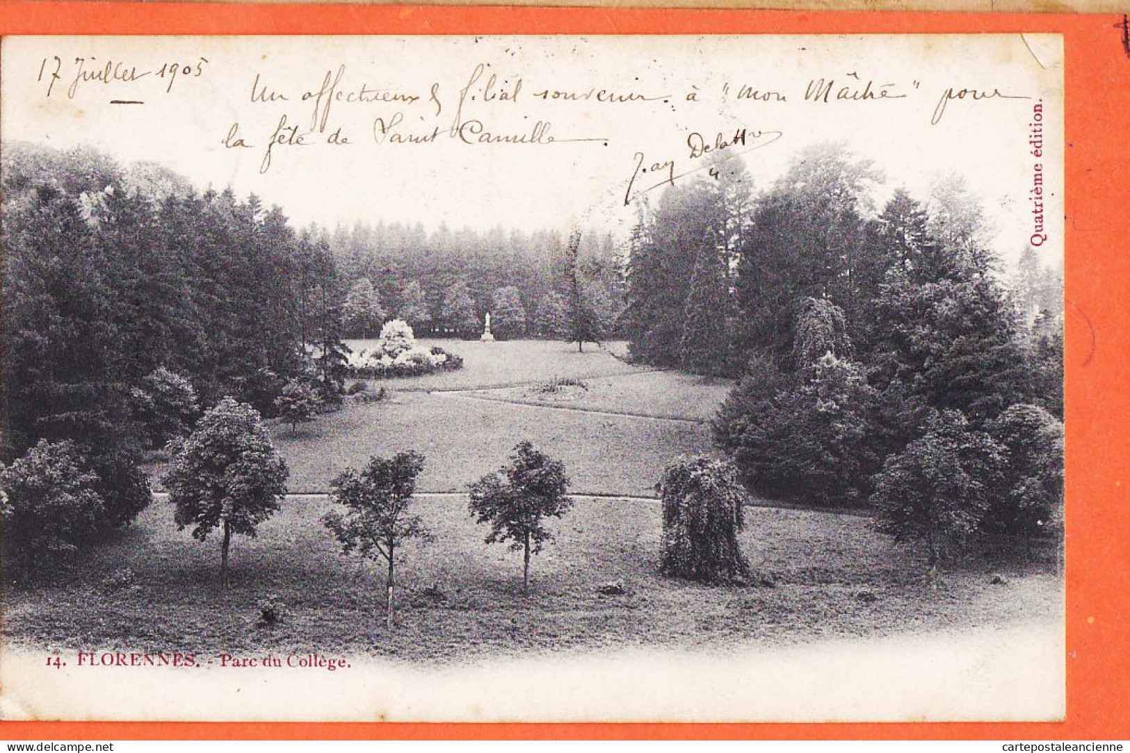 00970 ◉ FLORENNES ◉ Parc du College ◉ 1905 DELATTRE à Camille de BEAUPUY Professeur Morale & Théodicée Kasteel Gemert