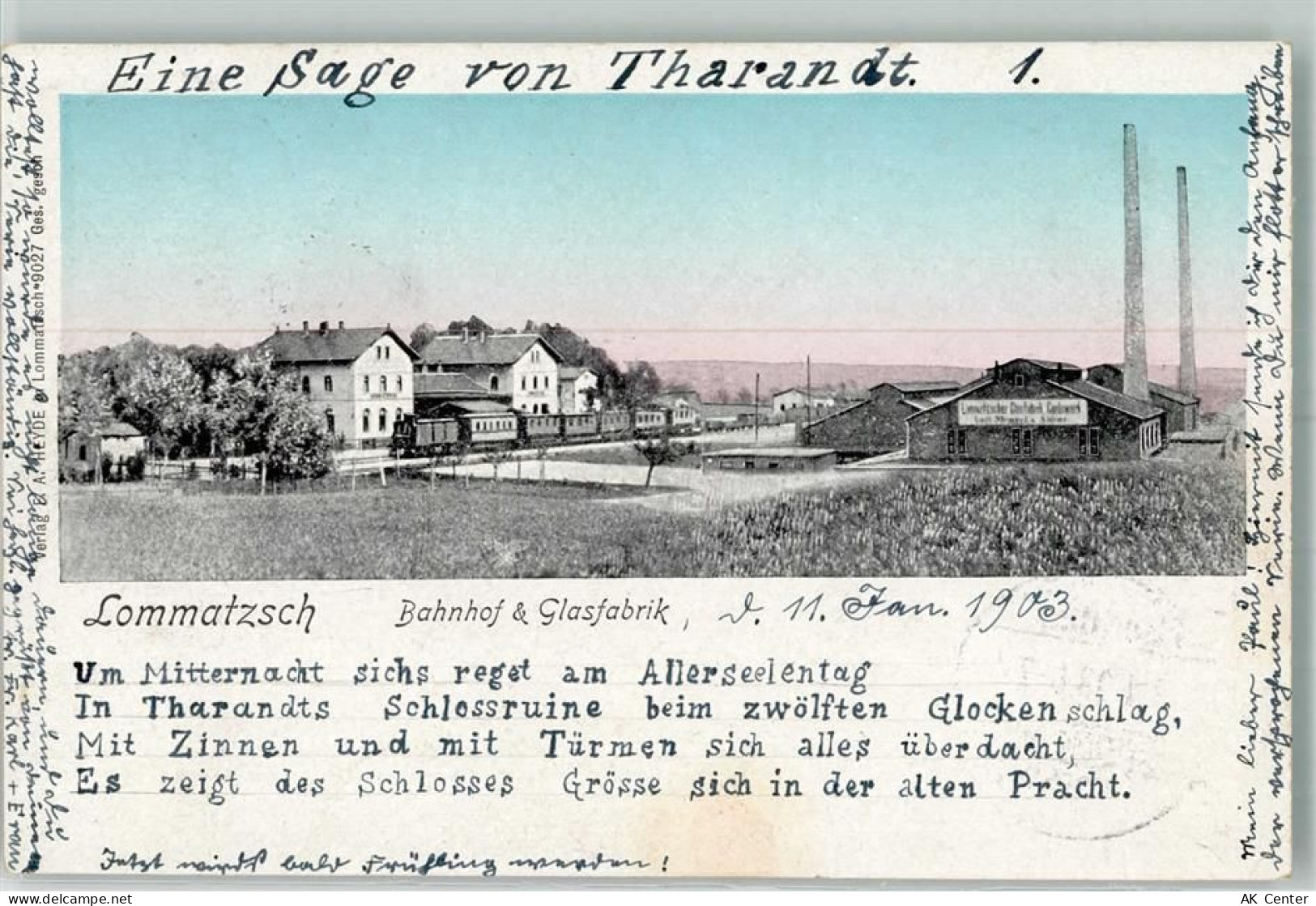 01623 O8260 Lommatzsch 1903 - Bahnhof Glasfabrik Stauchung - 13642767