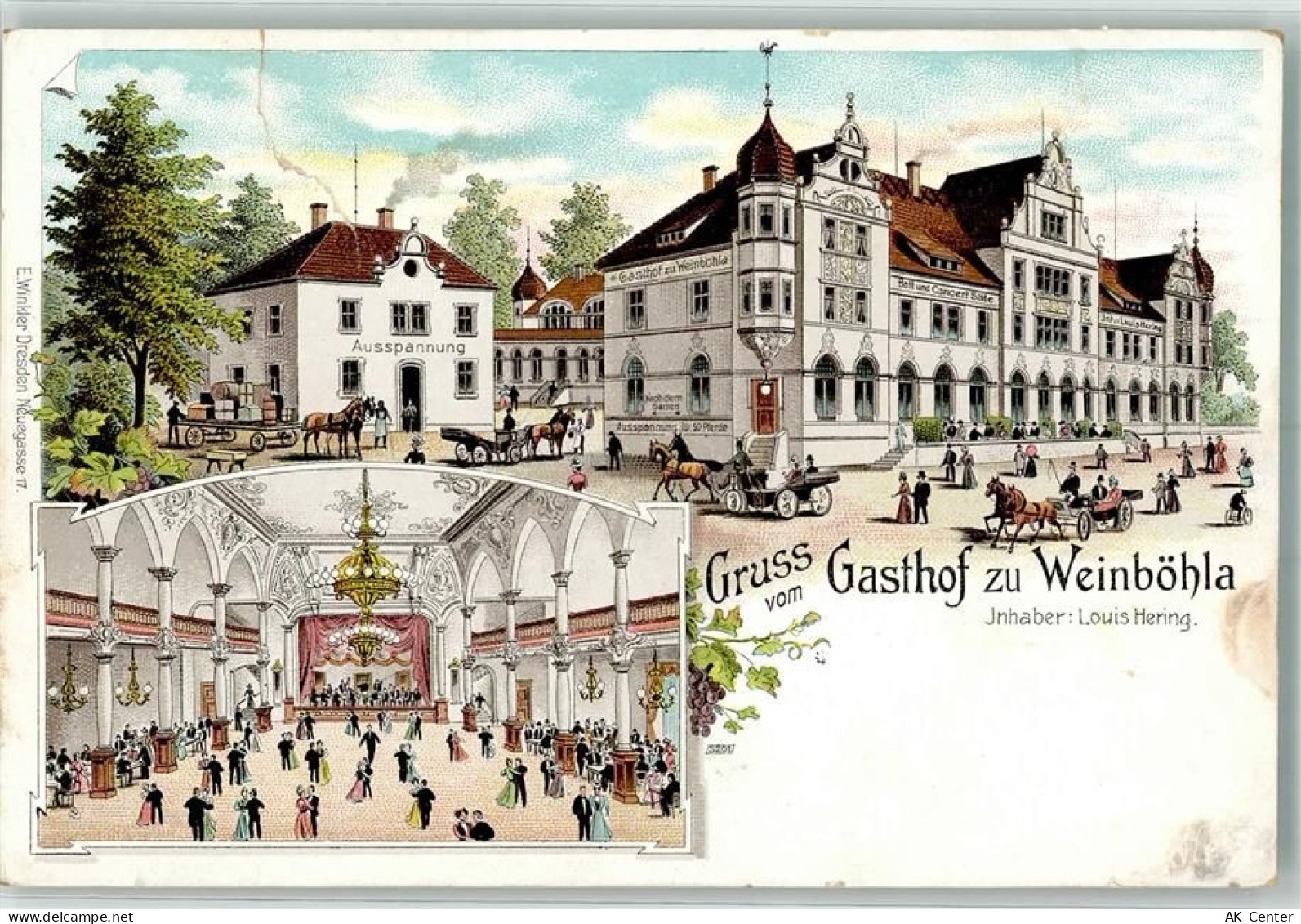 01689 O8256 Weinböhla Gebrauchsspuren Gasthaus zu Weinböhla Festsaal Lit... - 13971933
