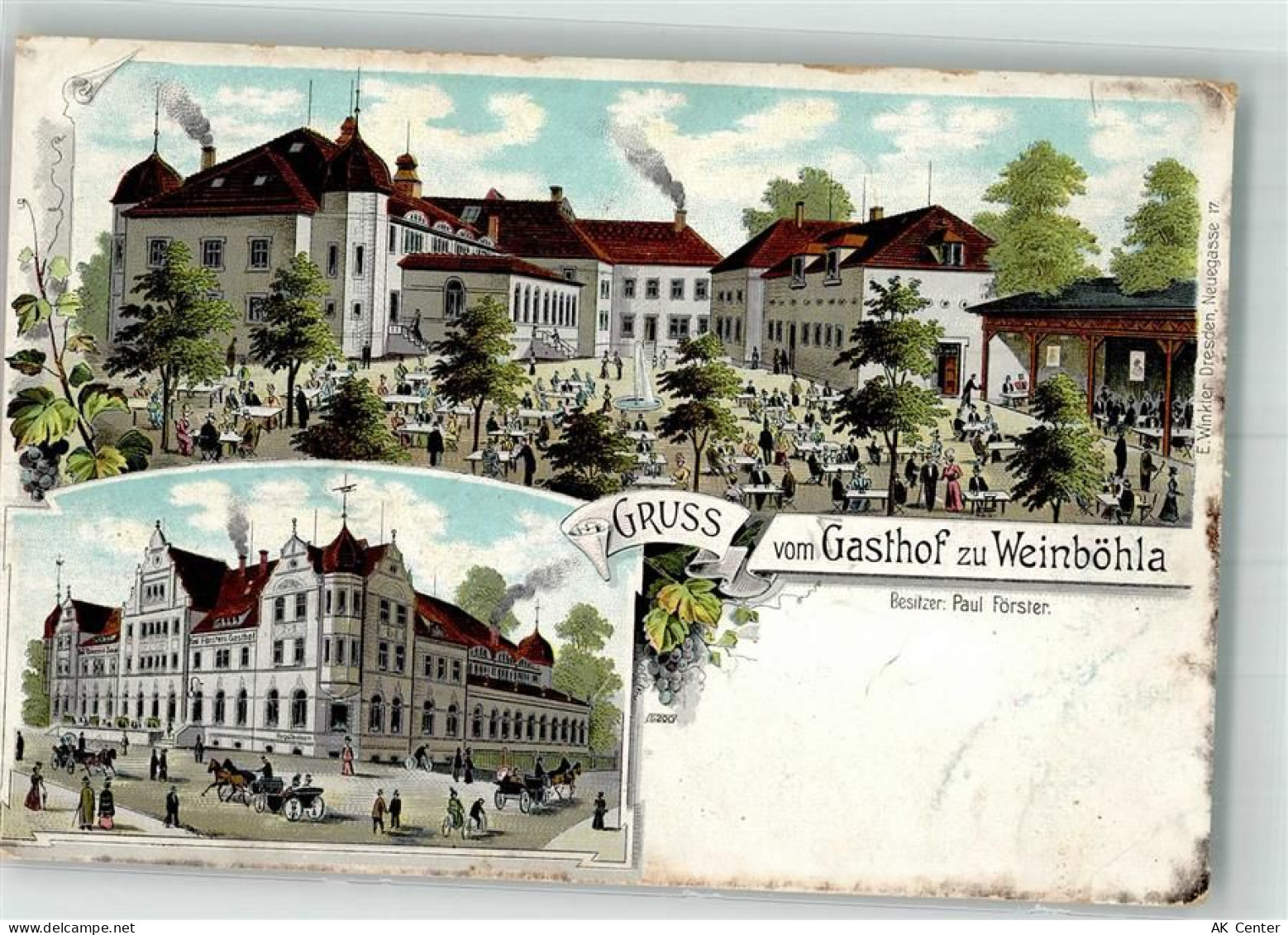 01689 O8256 Weinböhla Lithographie Gasthaus zu Weinböhla Gartenwirtschaf... - 13642220