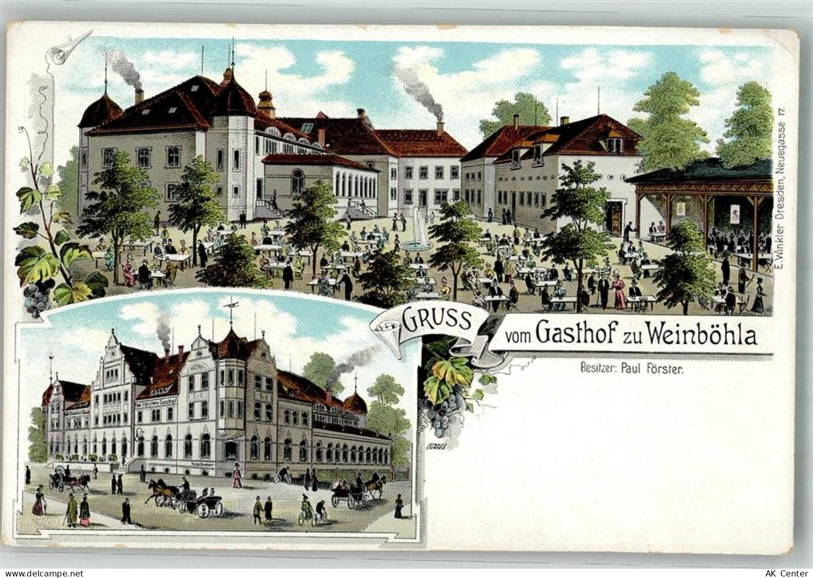 01689 O8256 Weinböhla Lithographie Gasthaus zu Weinböhla Hofwirtschaft... - 13668327