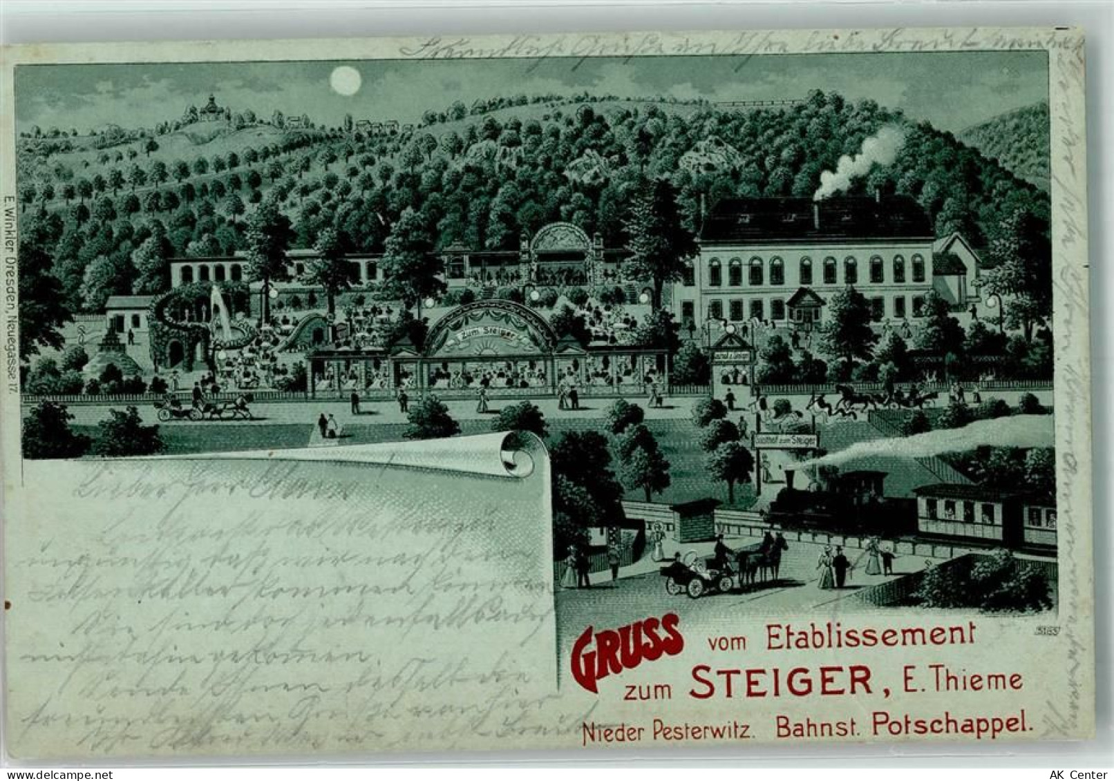 01705 O8211 Pesterwitz 1902 Lithographie Nieder-Pesterwitz Gasthaus zum ... - 13639744