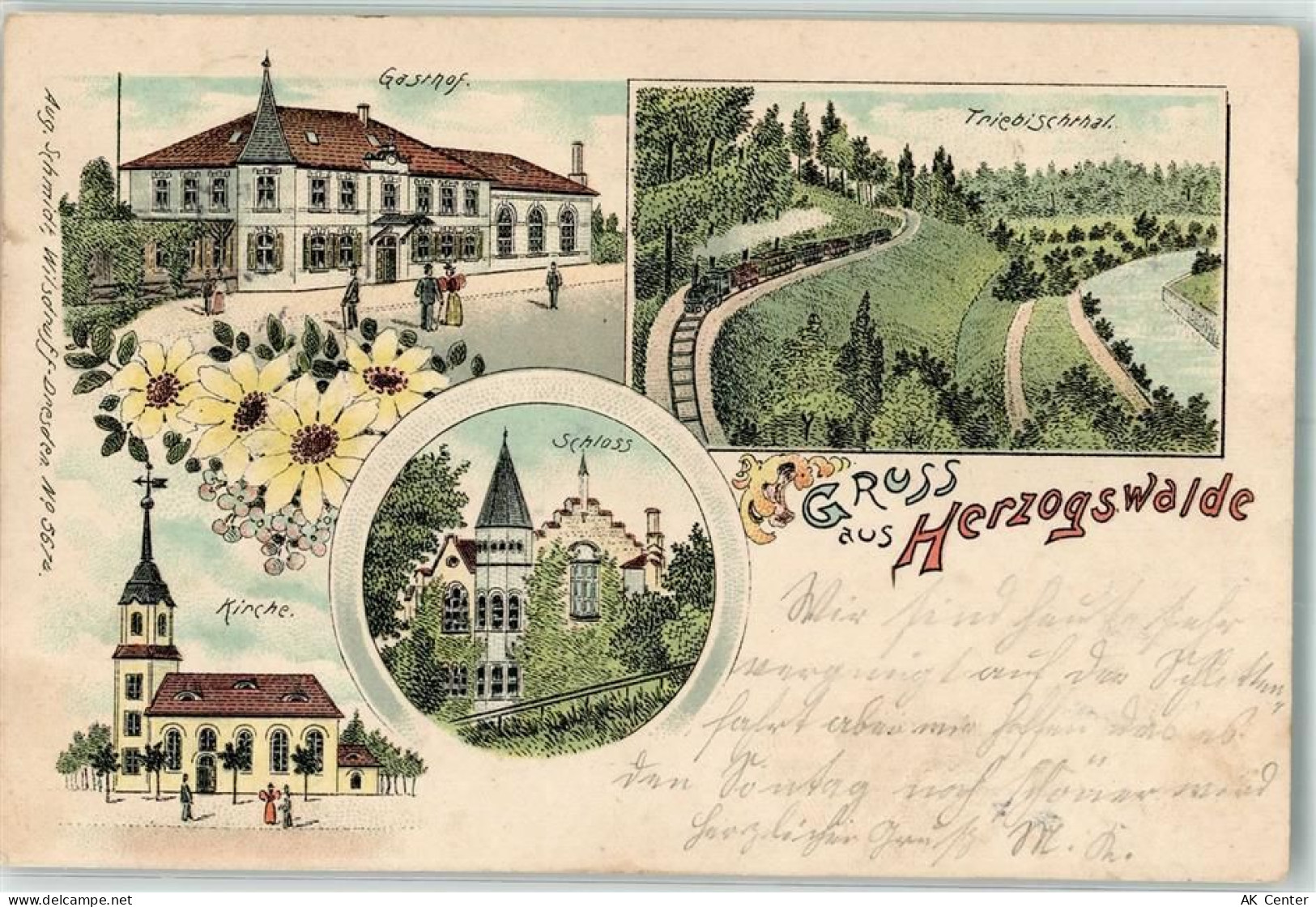01723 O8211 Herzogswalde 1901 Lithographie Gasthaus Triebischtal Eisenba... - 13632011