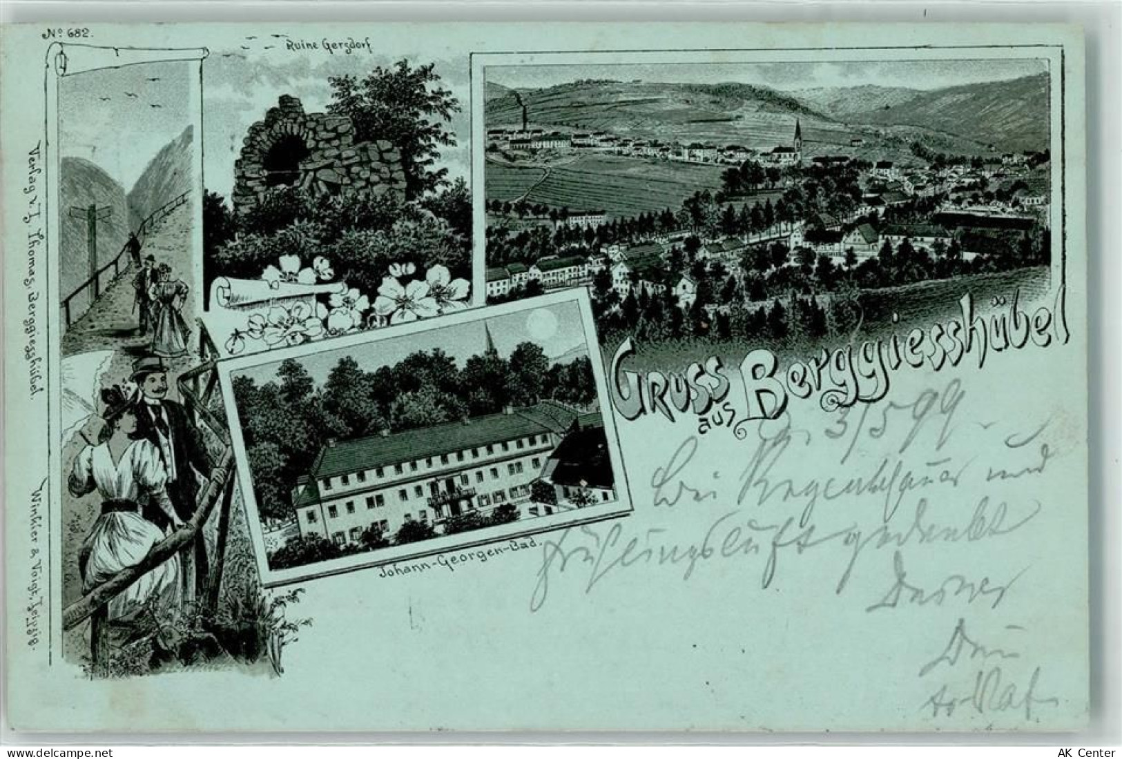 01816 O8302 Berggiesshübel 1899 Lithographie Ruine Gersdorf Johann-Georg... - 13451883