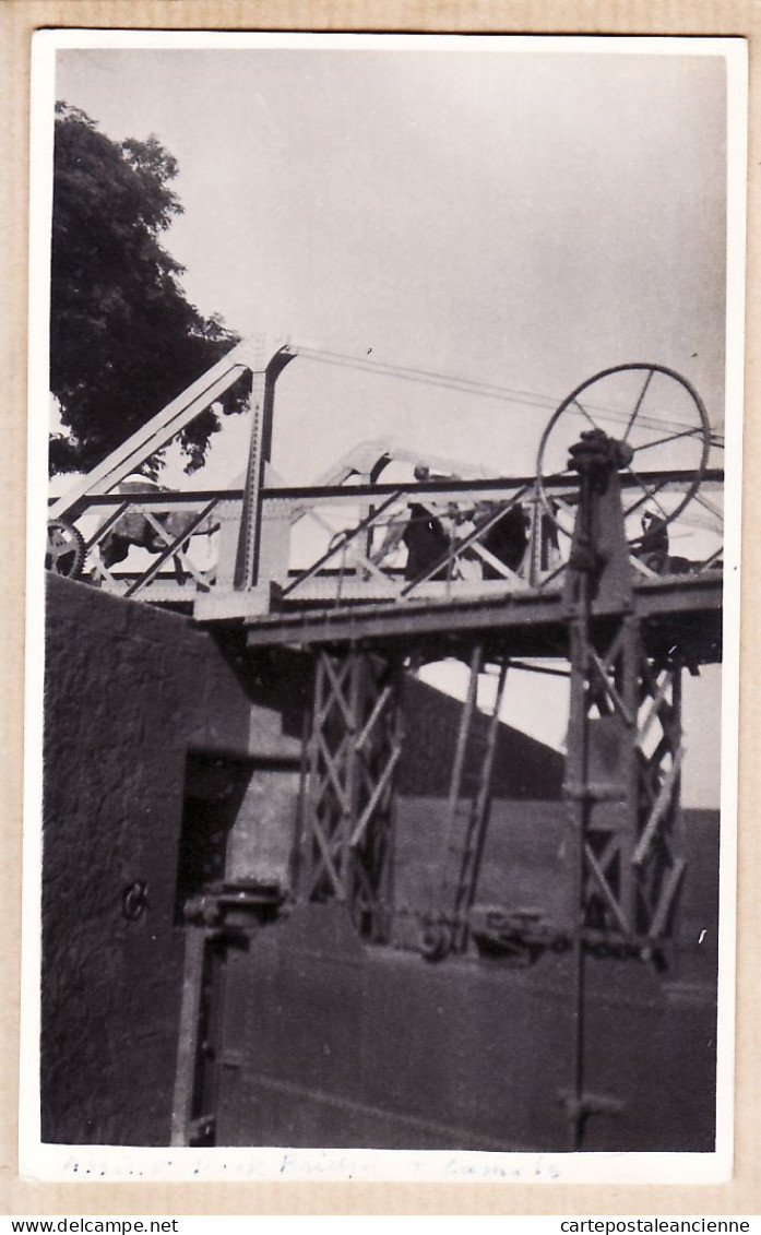 01843 / ️  Rare Carte-Photo ASSIOUT Egypt 1930s Dock Bridge Gate closed Camel train-Caravane Chameaux passant ecluse