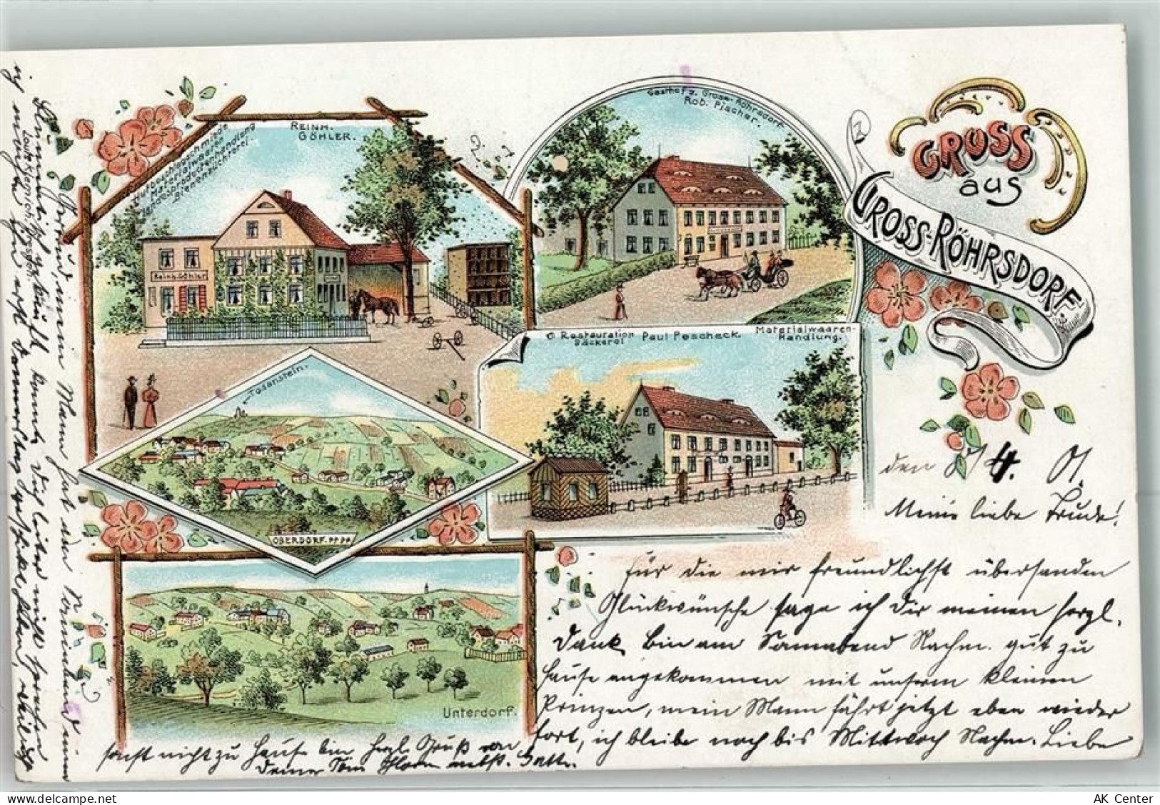 01900 O8501 Großröhrsdorf , OL 1901 Lithographie Oberdorf Unterdorf Gesc... - 13612672