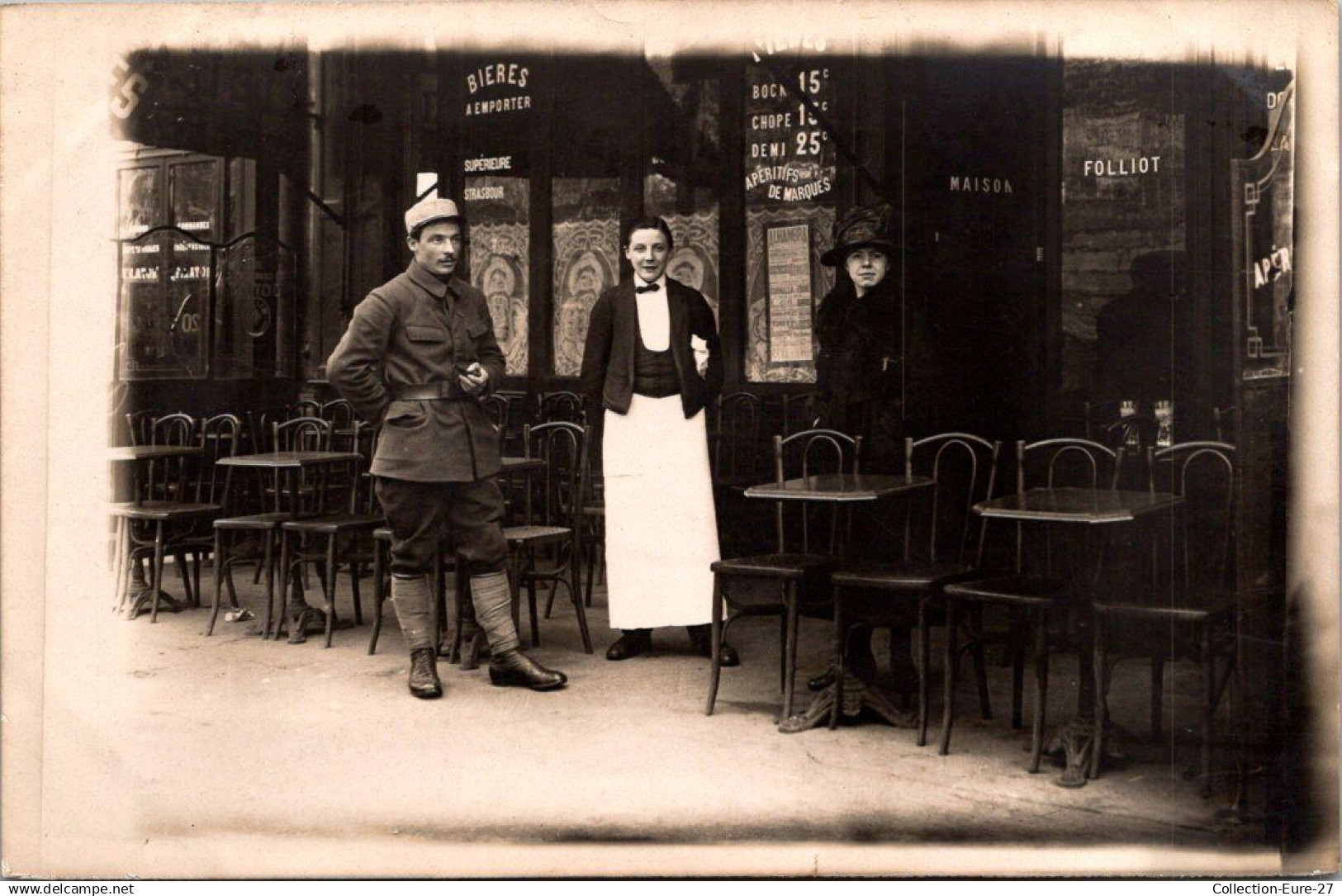 (02/06/25) 75-CPA PARIS - 11ème ARRONDISSEMENT - CARTE PHOTO - 12 AVENUE DE LA REPUBLIQUE - BRASSERIE LEON FOLLIOT