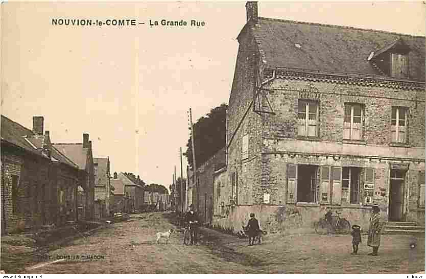 02 - Nouvion le Comte - La Grande Rue - Animée - CPA - Voir Scans Recto-Verso