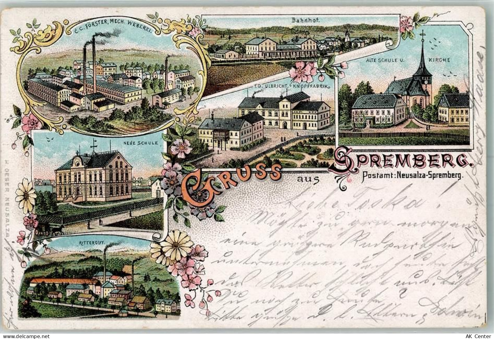 02742 O8713 Neusalza-Spremberg 1899 Lithographie Bahnhof Rittergut Knopf... - 13656660