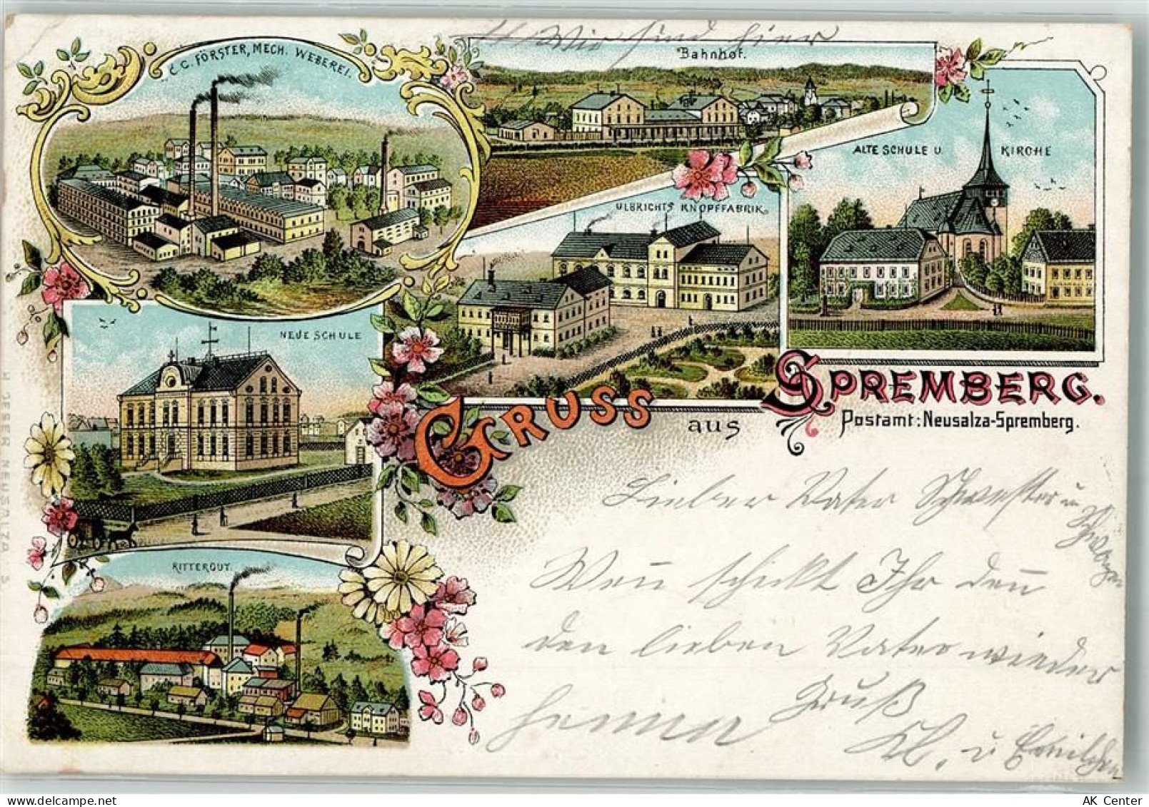 02742 O8713 Neusalza-Spremberg 1900 Lithographie Alte Schule Rittergut W... - 13640330