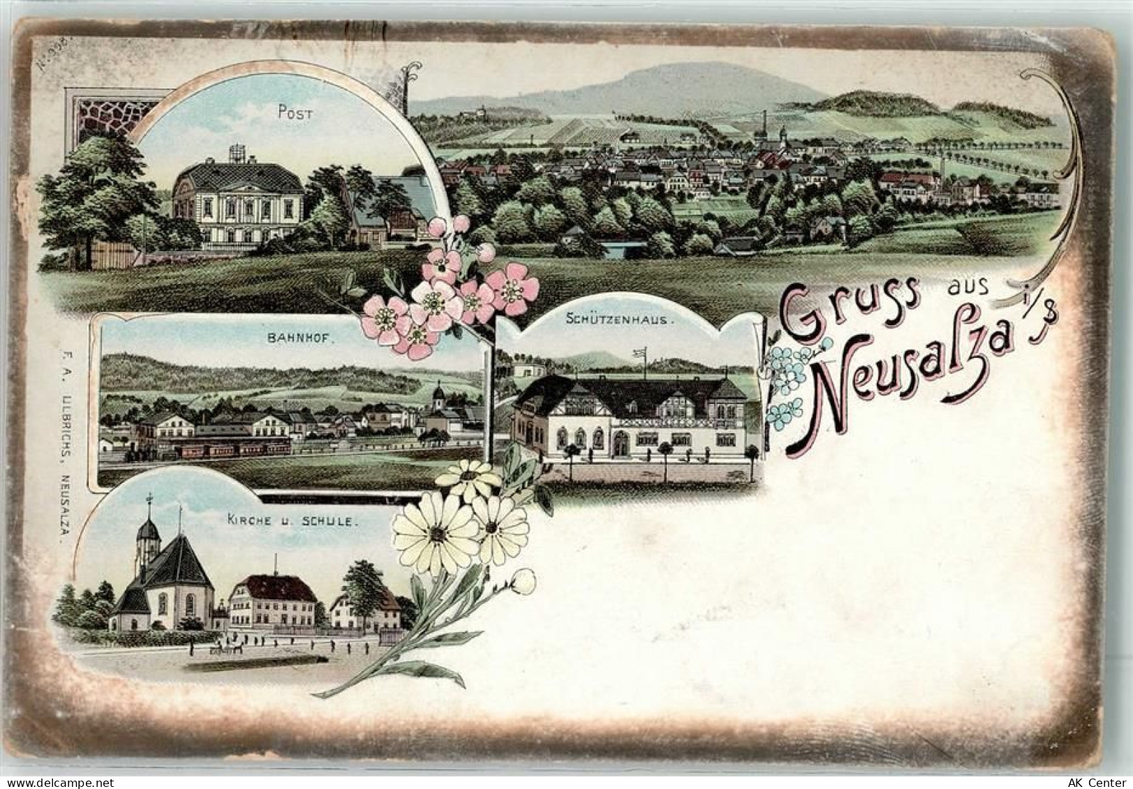 02742 O8713 Neusalza-Spremberg Lithographie Post Bahnhof Kirche Schule S... - 13620046