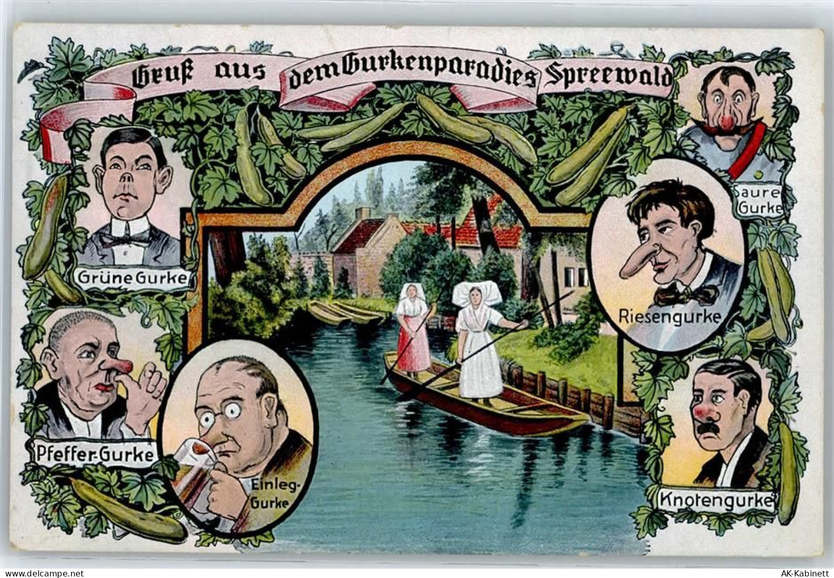 03222 O7543 Lübbenau - Grusskarte, Karrikatur, Spreewald, Kahn, Tracht... - 51268922