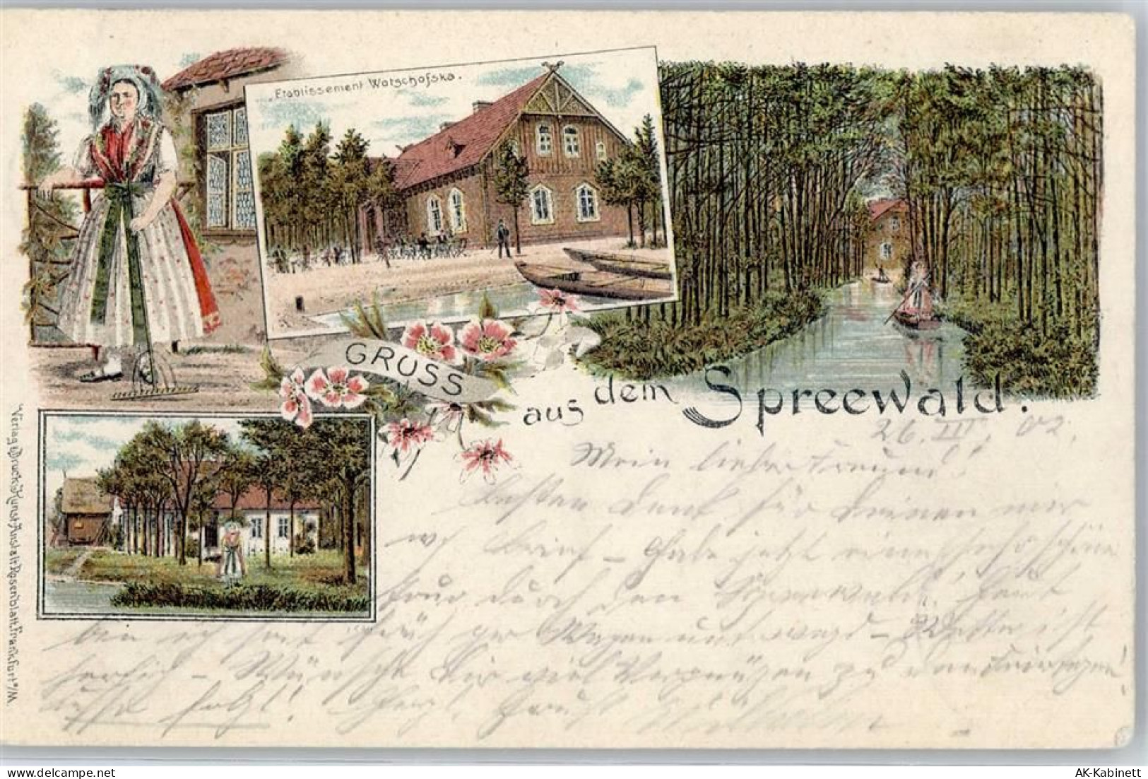 03222 O7543 Lübbenau Lithographie 1902 Wasserparthie Gasthaus Wotschofsk... - 51534915