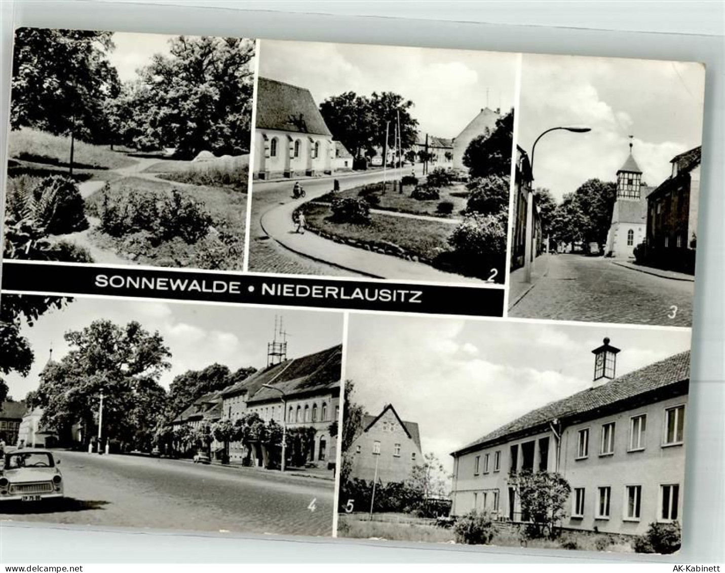 03249 O7983 Sonnewalde Foto AK Niederlausitz Schlosspark Marktplatz Auto... - 38097053