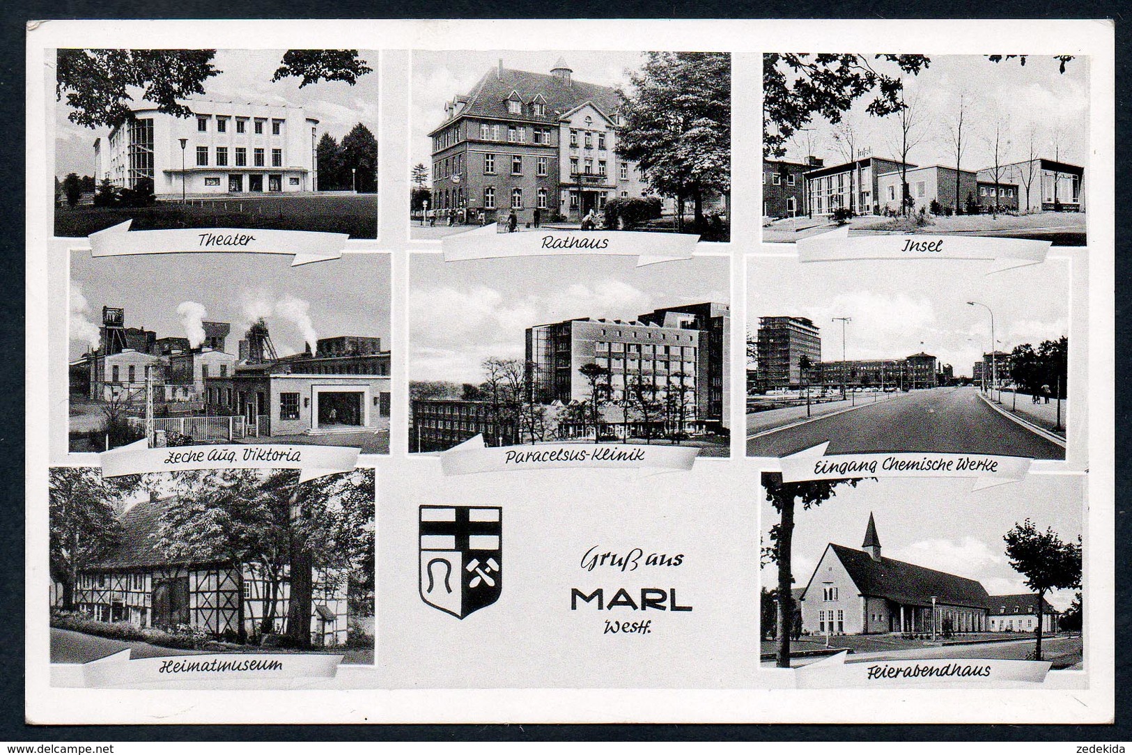 0402 - alte MBK Ansichtskarte - Gruß aus Marl - gel 1966 - Büteröwe