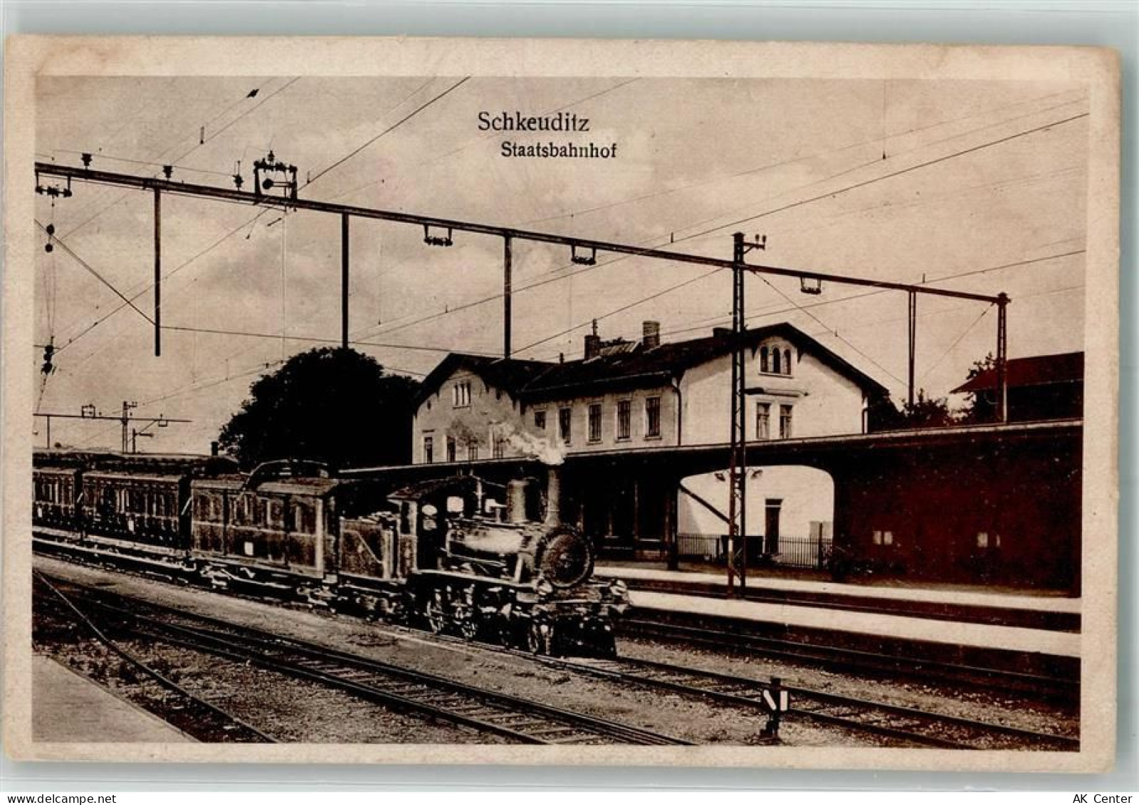 04435 O7144 Schkeuditz Foto AK Staatsbahnhof Dampfzug - 13647770