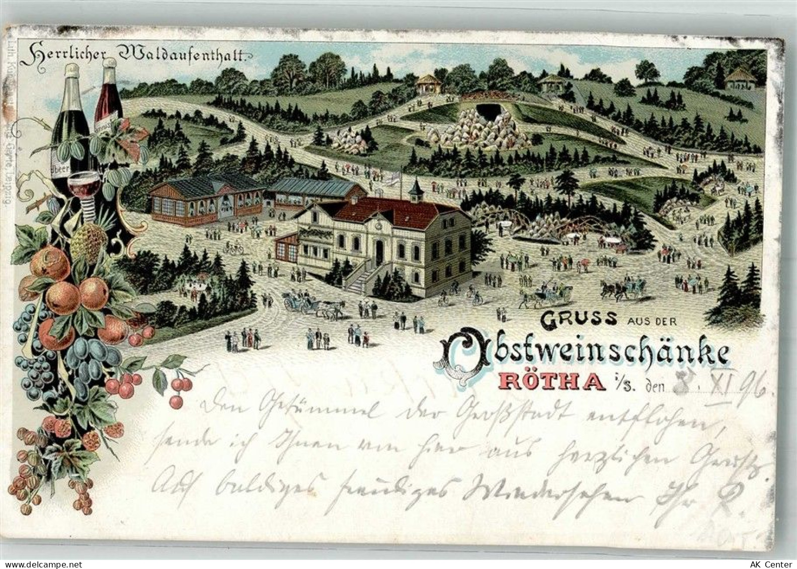 04571 O7209 Rötha 1896 Lithographie Obstweinschänke Rötha - 13668899