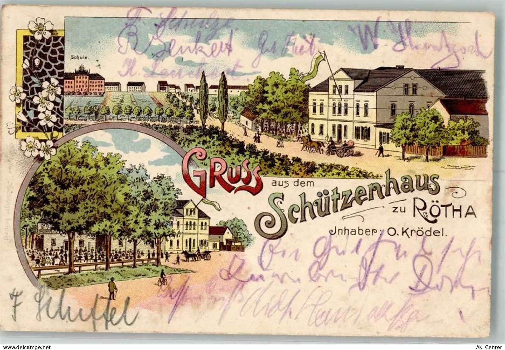04571 O7209 Rötha 1907 Gebrauchsspuren Lithographie Gasthaus Schützenhau... - 13643281