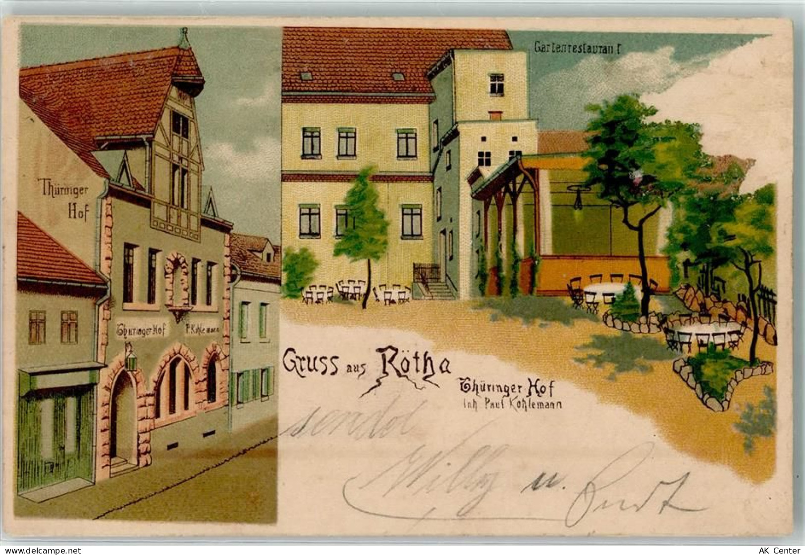04571 O7209 Rötha 1913 - Gasthaus Thüringer Hof Gartenrestaurant - 13628788