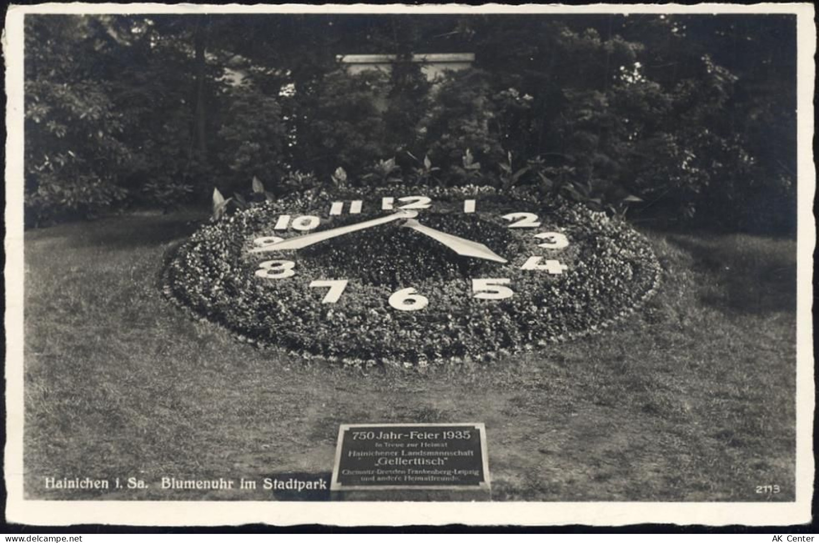 04626 O7421 Hainichen 1936 - Hainichen i. Sa., Blumenuhr im Stadtpark.,E... - 20031353