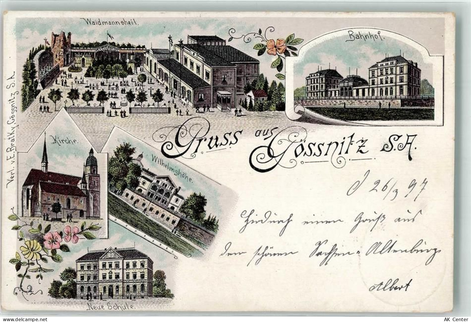04639 O7422 Gößnitz , Thür 1897 Lithographie Etablissement Waidmannsheil... - 13628983