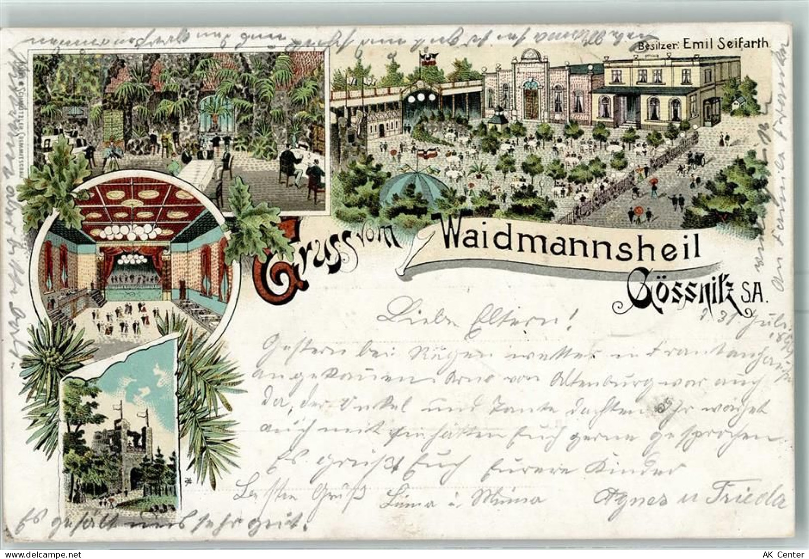 04639 O7422 Gößnitz , Thür 1899 Lithographie Waidmannsheil - 13600303