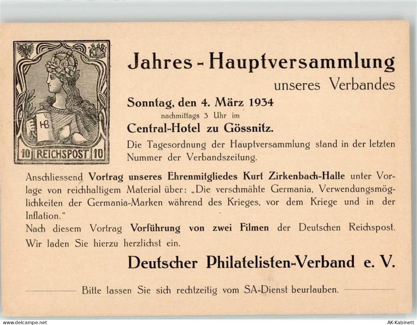 04639 O7422 Gößnitz , Thür KEINE AK Jahreshauptversammlung Philatelisten... - 52181792