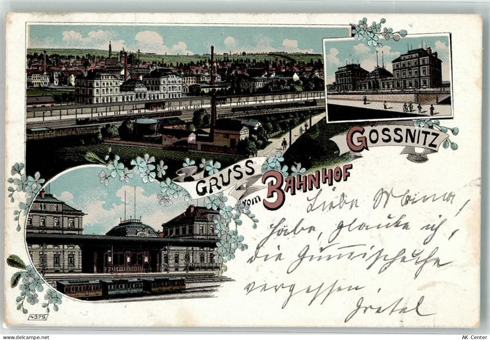 04639 O7422 Gößnitz , Thür Lithographie Bahnhof Gössnitz Bahnpoststempel... - 13628701