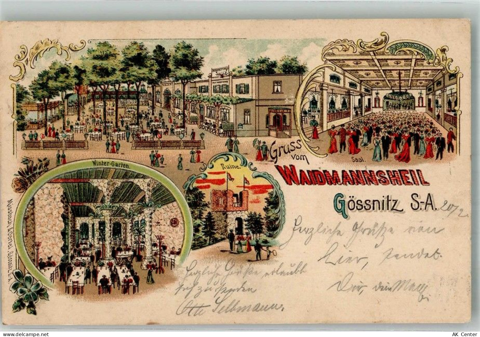 04639 O7422 Gößnitz , Thür Lithographie Gasthaus Etablissement Waidmanns... - 13668418