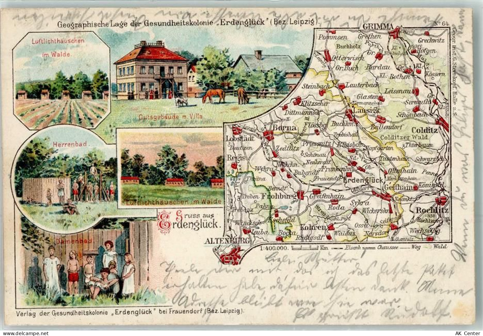 04654 O7233 Frohburg 1903 Lithographie Erdenglück Frauendorf Luftlichthä... - 13619330
