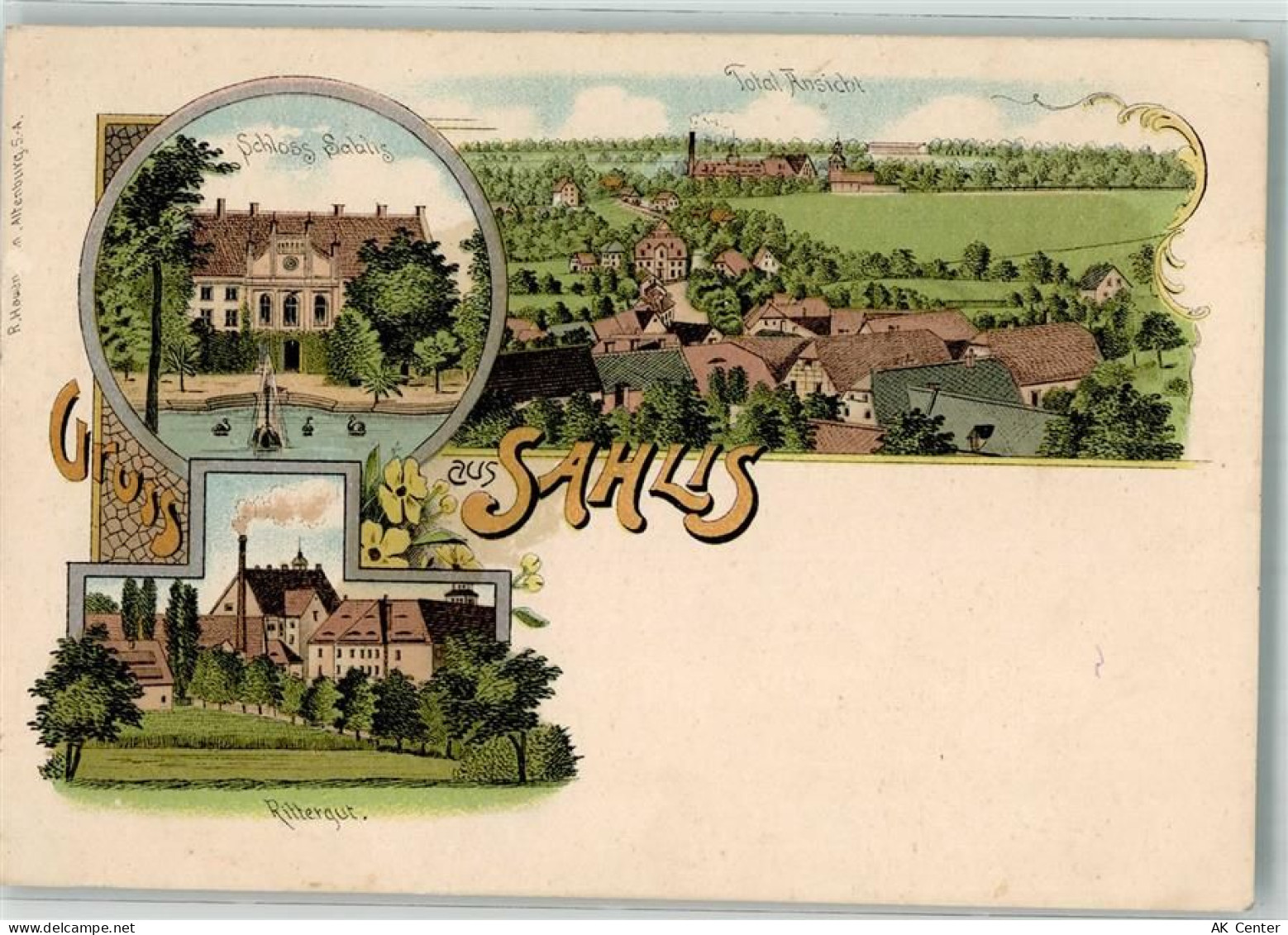 04655 O7234 Kohren-Sahlis Lithographie Schloss Rittergut - 13638895