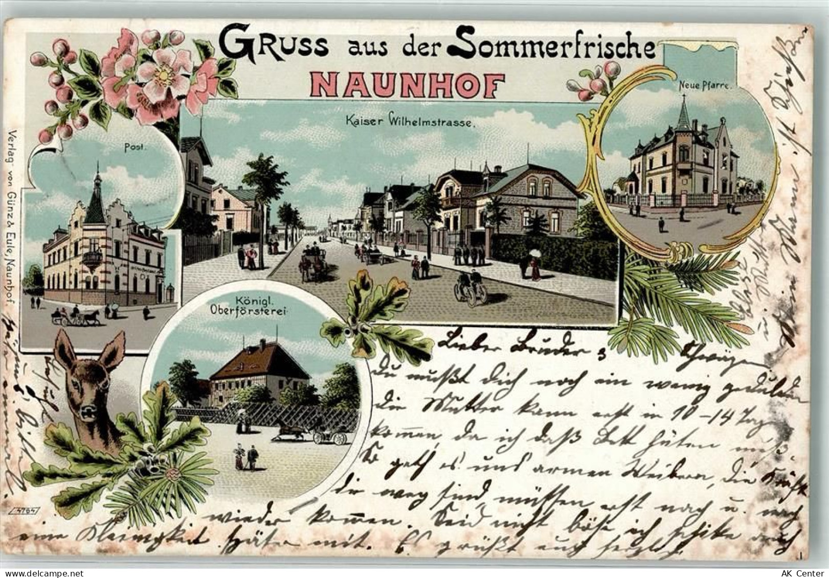 04683 O7245 Naunhof b Grimma 1899 Lithographie Kgl. Oberförsterei Reh Po... - 13628238