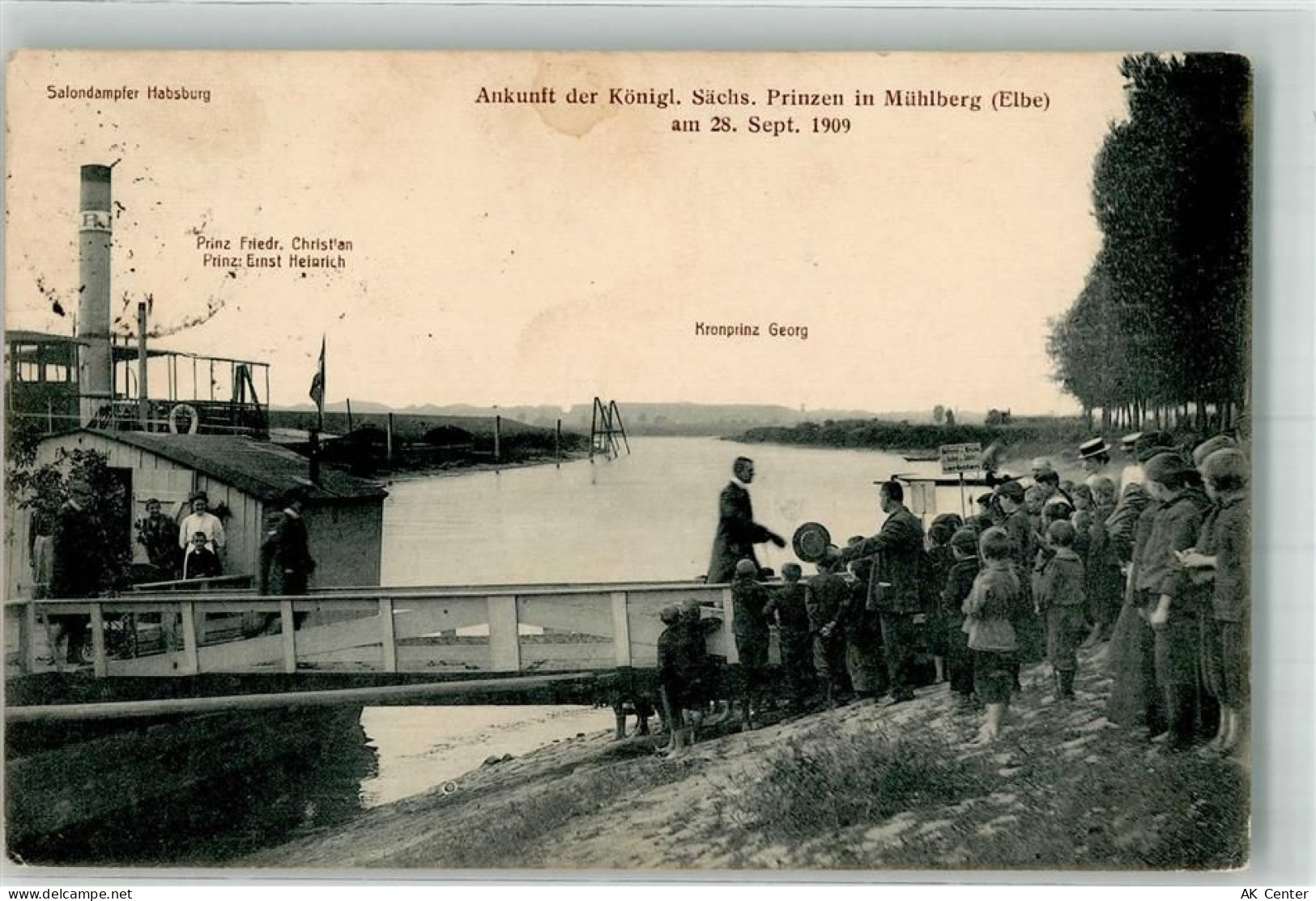 04895 O7906 Mühlberg , Elbe Foto AK Ankunft des Königl. Sächs. Prinzen 2... - 13637630