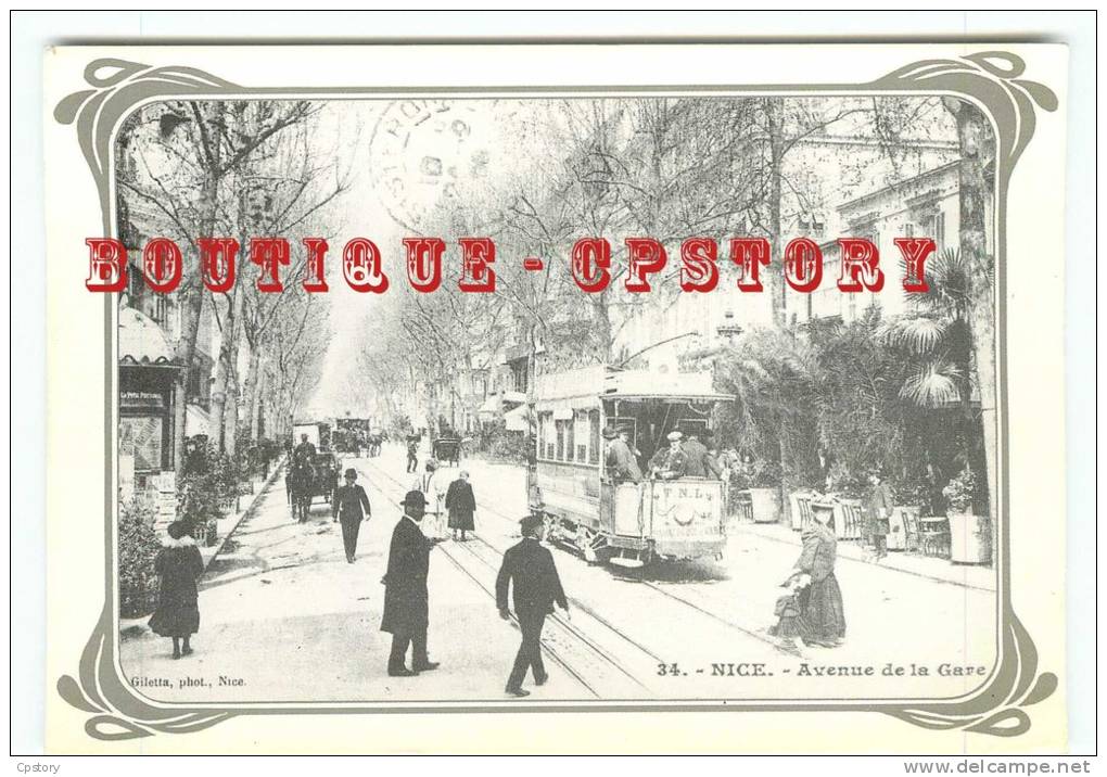 06 - NICE au TEMPS PASSE - Tramway avenue de la Gare - Tram - Dos Scané