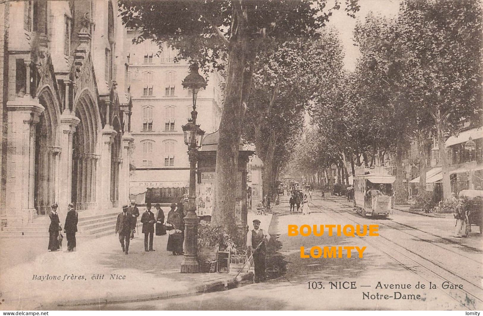06 Nice avenue de la Gare Notre Dame CPA tram tramway , cachet 1922