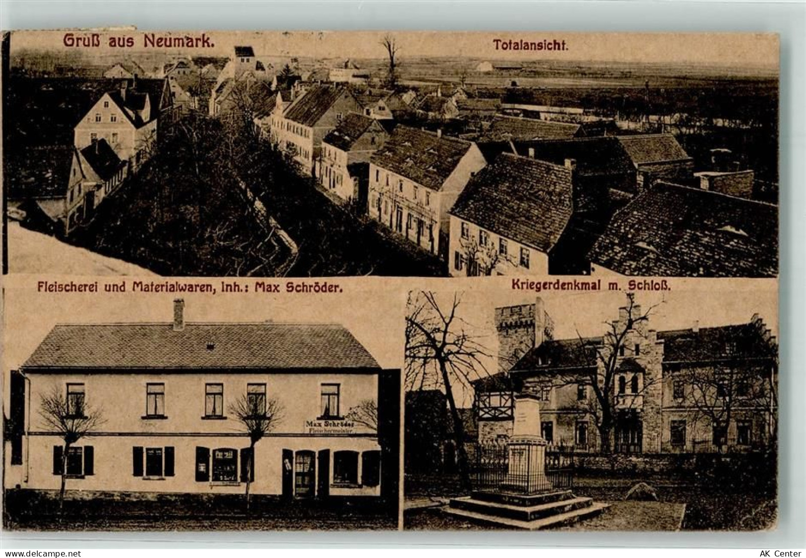 06242 O4201 Neumark b Merseburg 1921 - Fleischerei Schröder Kriegerdenkm... - 13629087