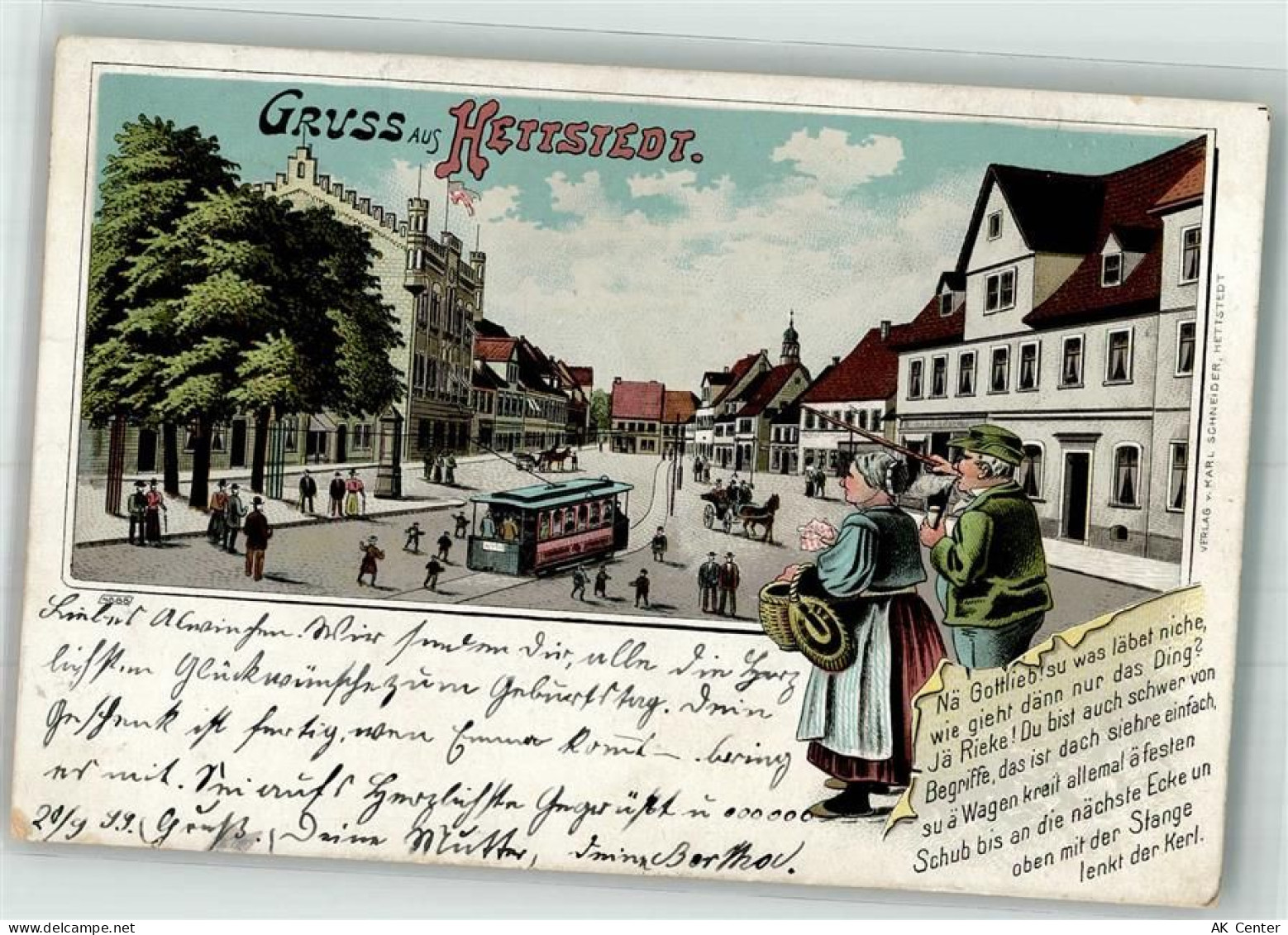 06333 O4270 Hettstedt , Sachs-Anh 1899 Lithographie Hettstedt Dorfbewohn... - 13652499