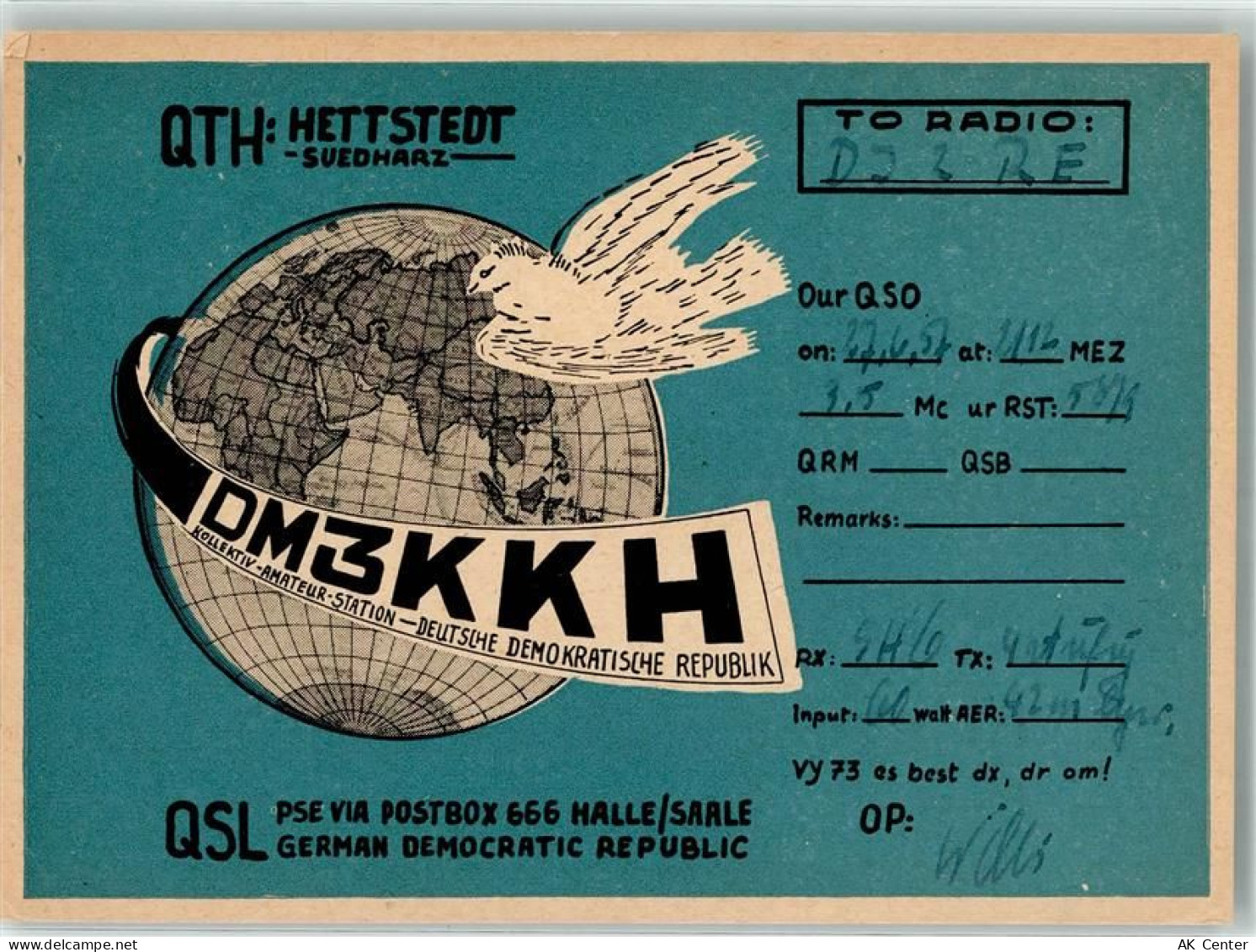 06333 O4270 Hettstedt , Sachs-Anh KEINE AK Amateurfunk QSL-Karte - 10682141