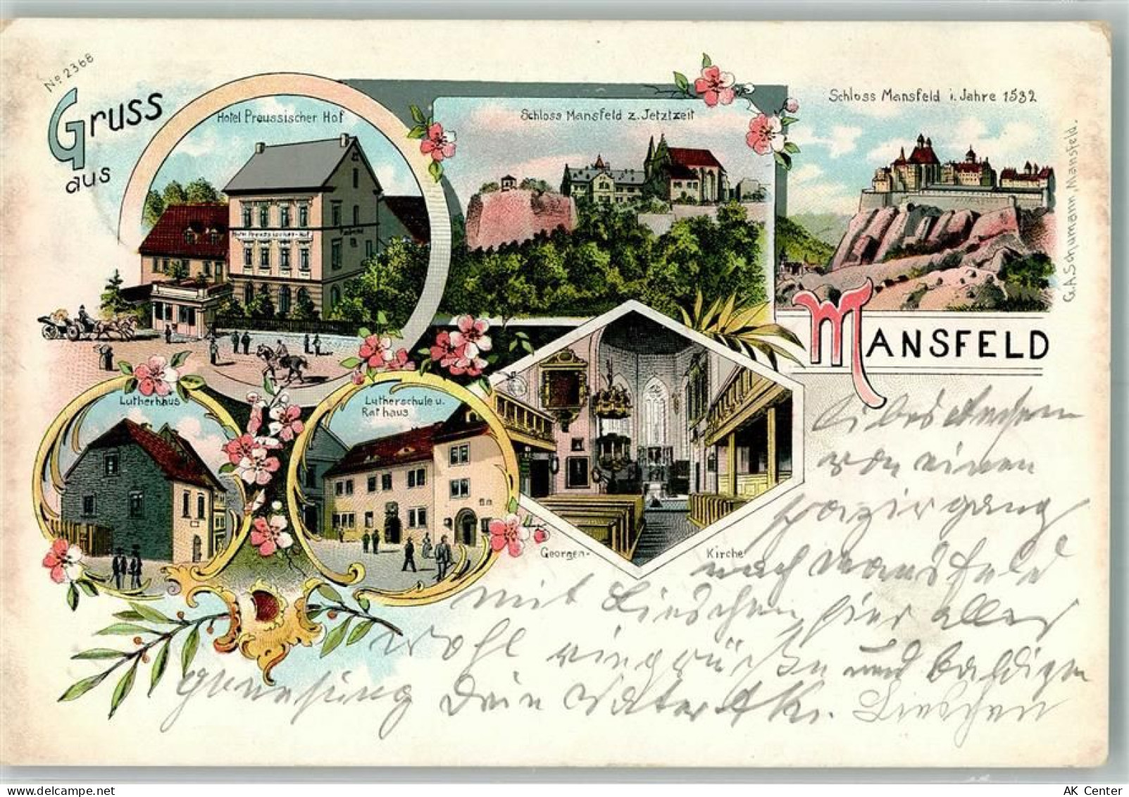 06343 O4274 Mansfeld , Südharz 1903 Lithographie Schloß Mansfeld Lutherh... - 13659500