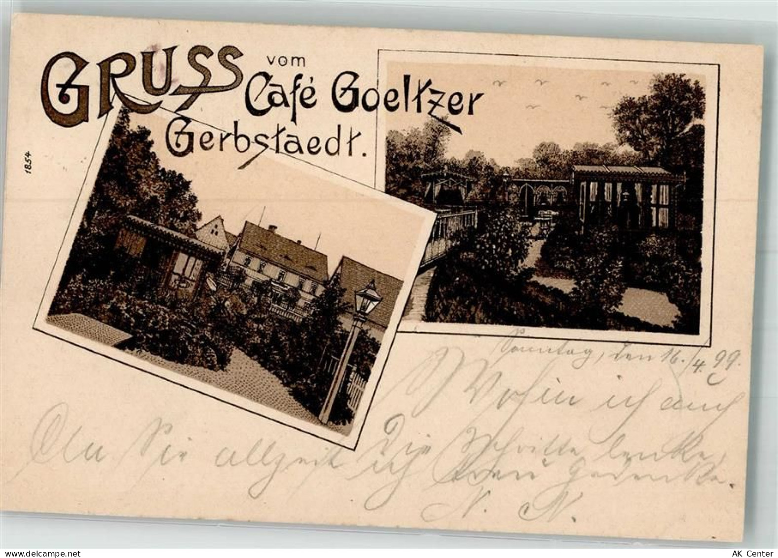 06347 O4272 Gerbstedt 1899 Lithographie Cafe Goeltzer Garten - 13642405