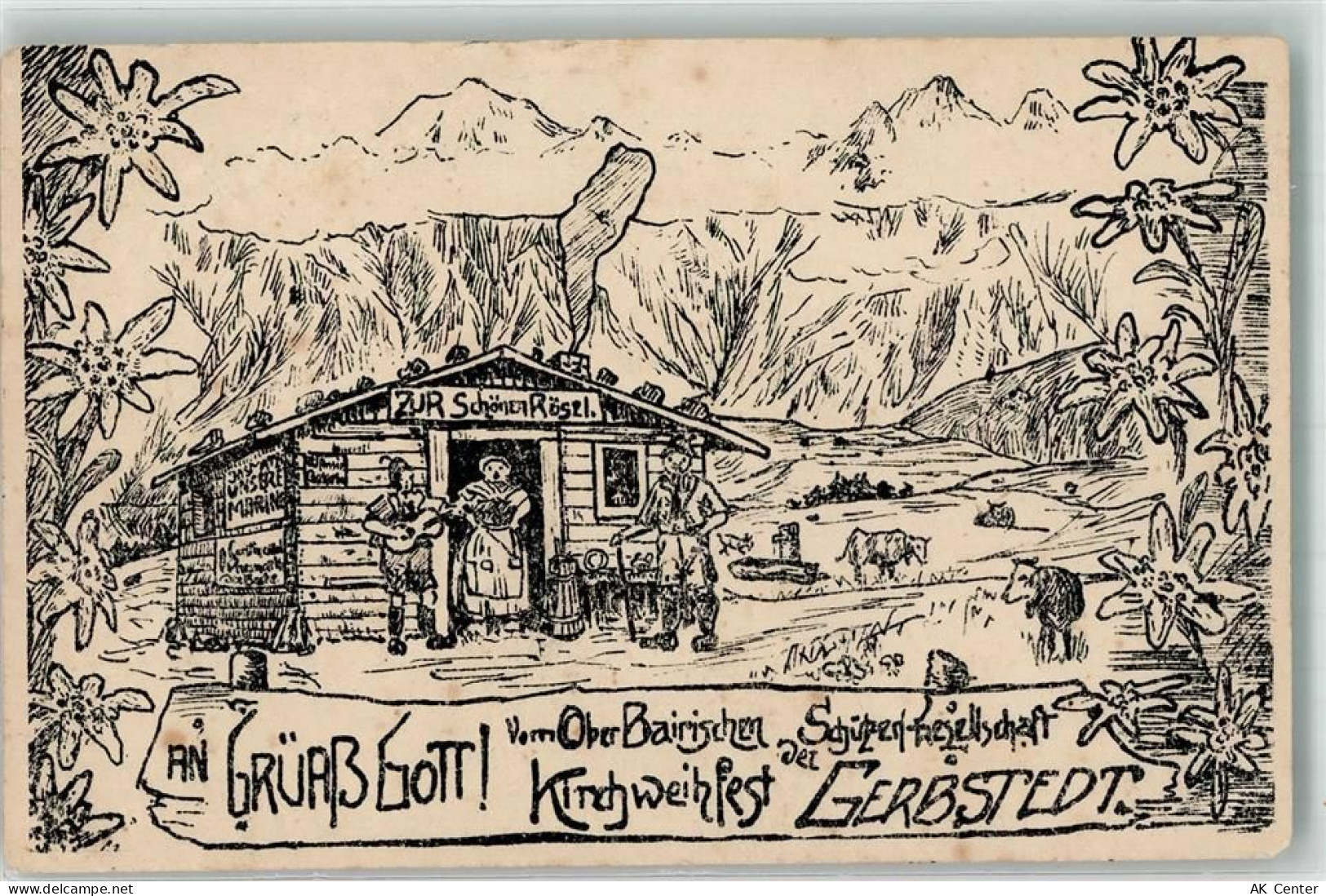 06347 O4272 Gerbstedt Lithographie Kirchweihfest Schützengesellschaft Ge... - 13637438