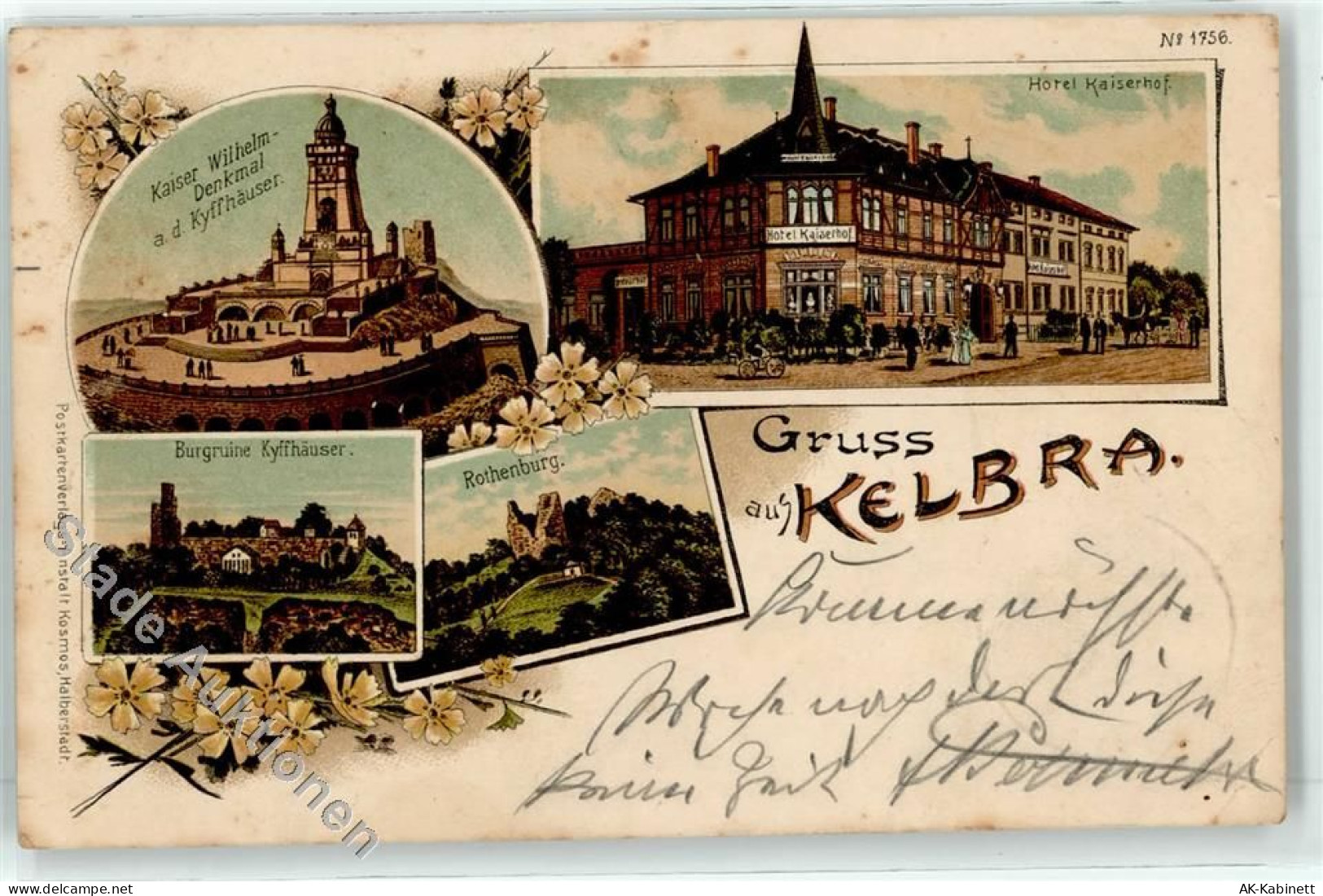 06537 O4712 Kelbra 1899 Lithographie Kaiser Wilhelm Denkmal Hotel Kaiser... - 51760828