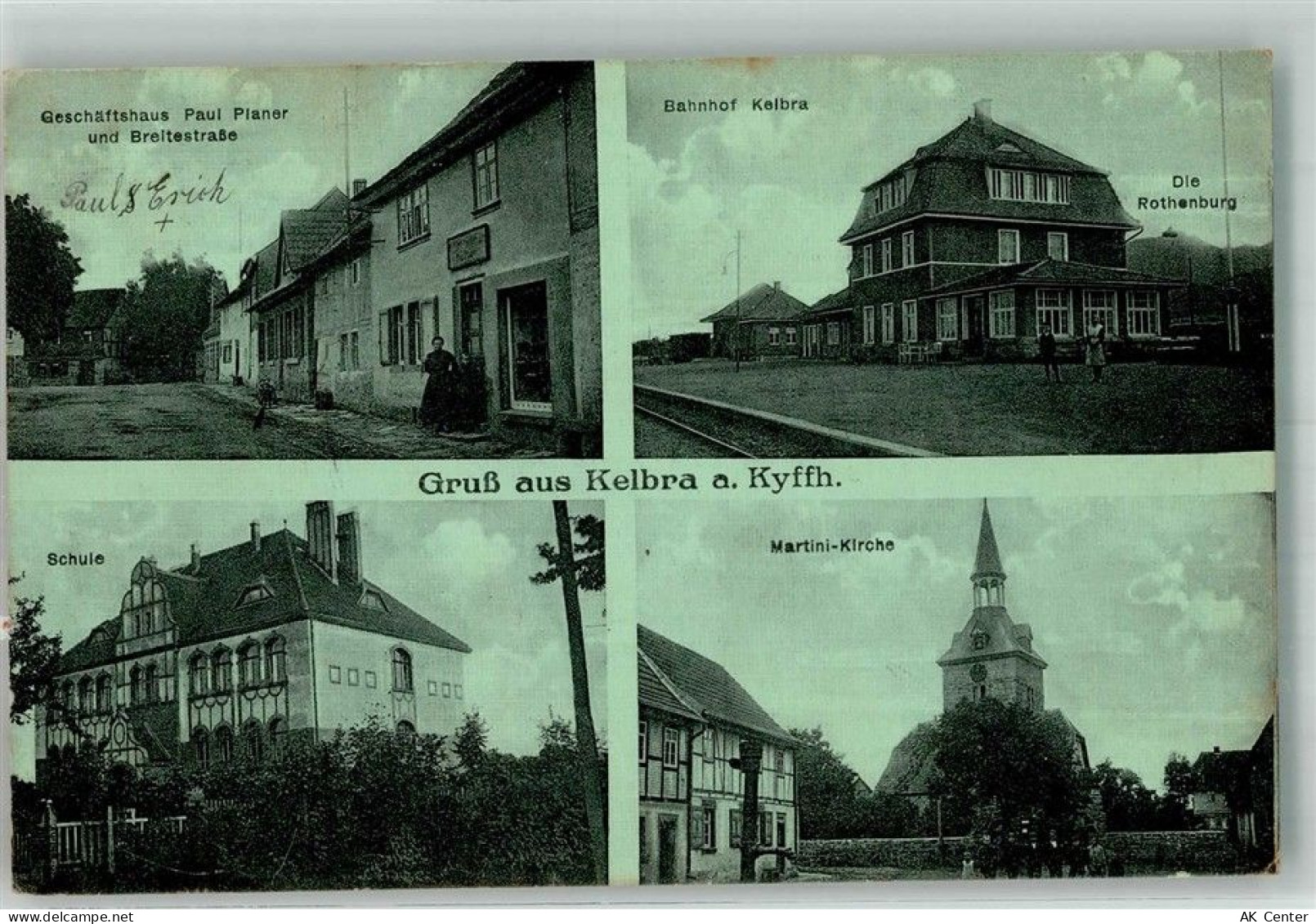 06537 O4712 Kelbra 1910 - Bahnhof Martini-Kirche Schule Geschäft Planer... - 13672038