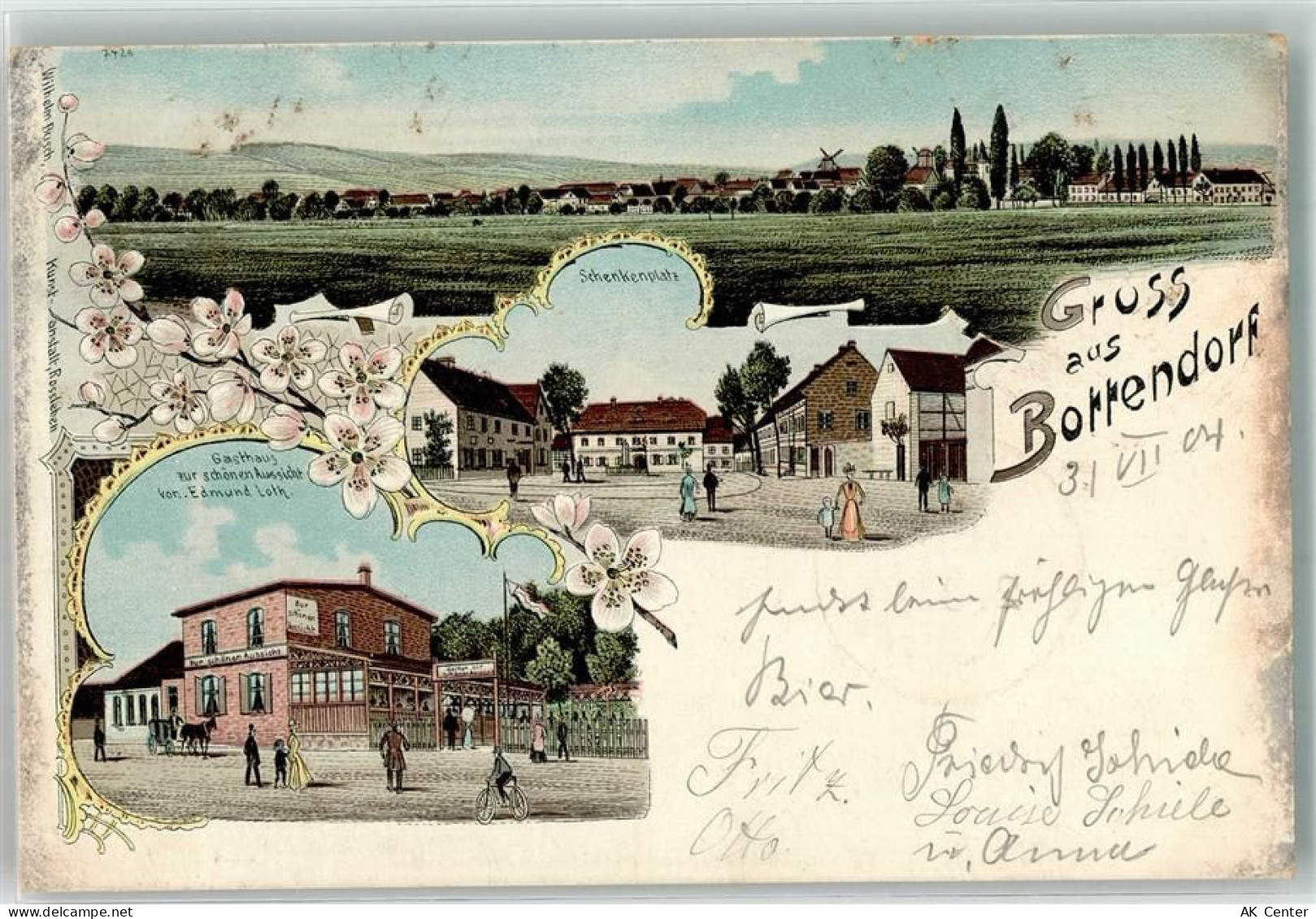 06556 O4730 Bottendorf b Roßleben 1904 Gebrauchsspuren Schenkenplatz Gas... - 13634809