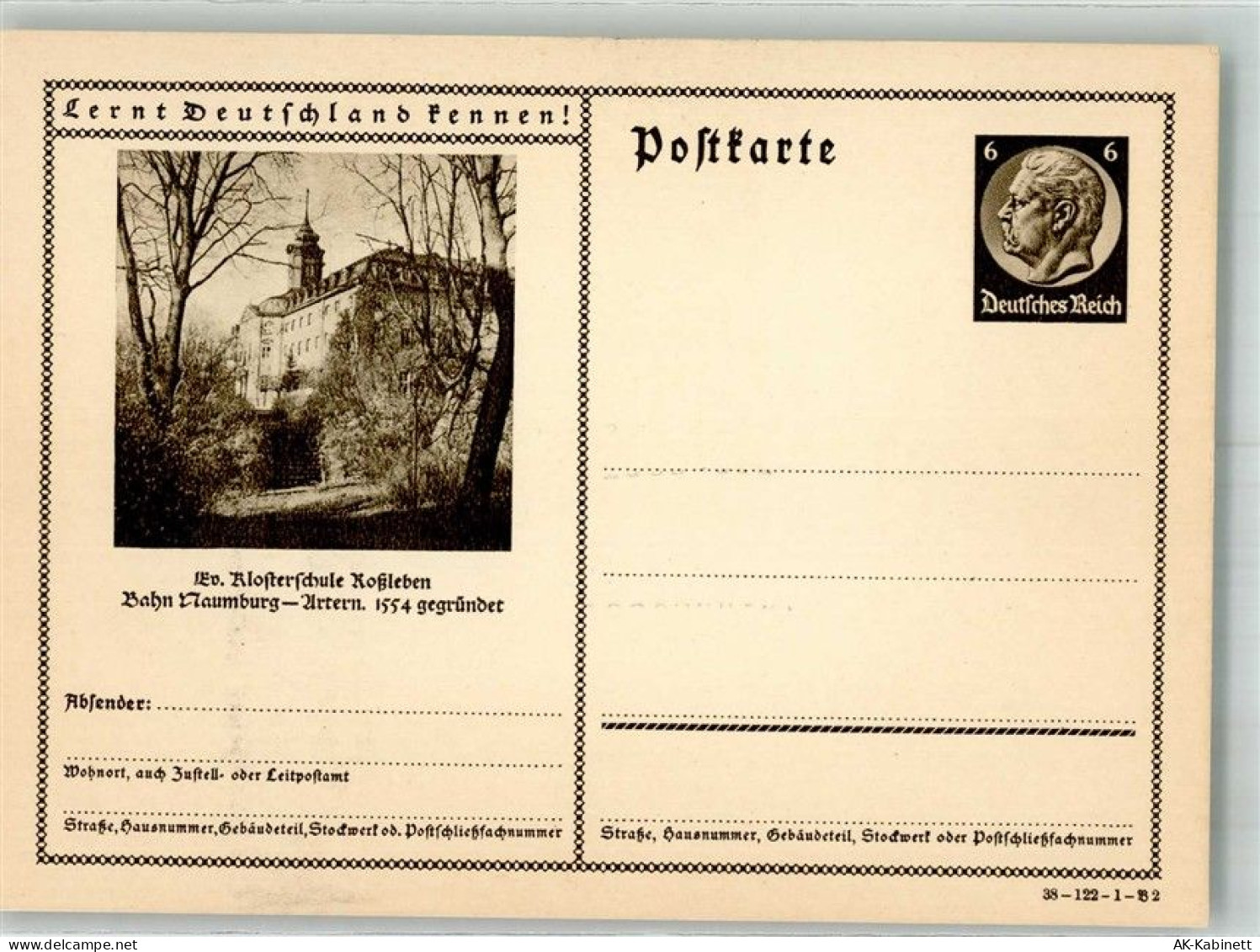 06556 O4730 Roßleben Ganzsache Ev. Klosterschule - 38207636
