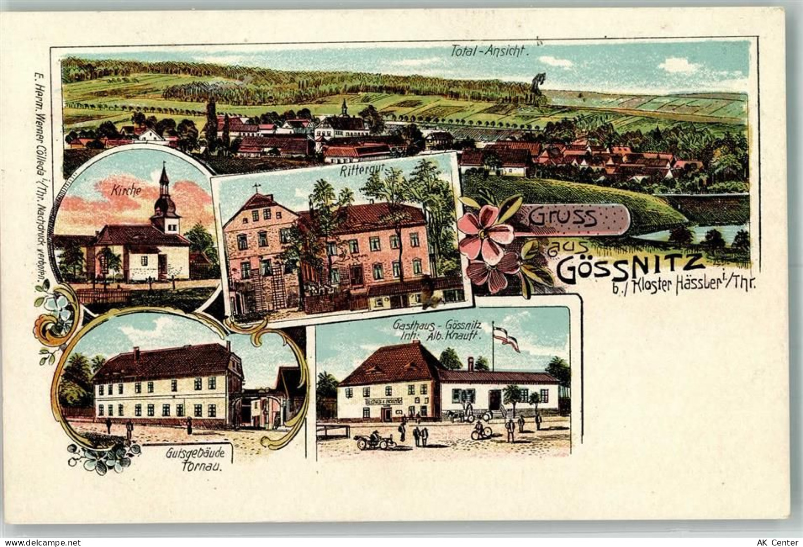 06647 O4801 Gößnitz b Naumburg, Saale Lithographie Gutsgebäude Tornau Ga... - 13660594