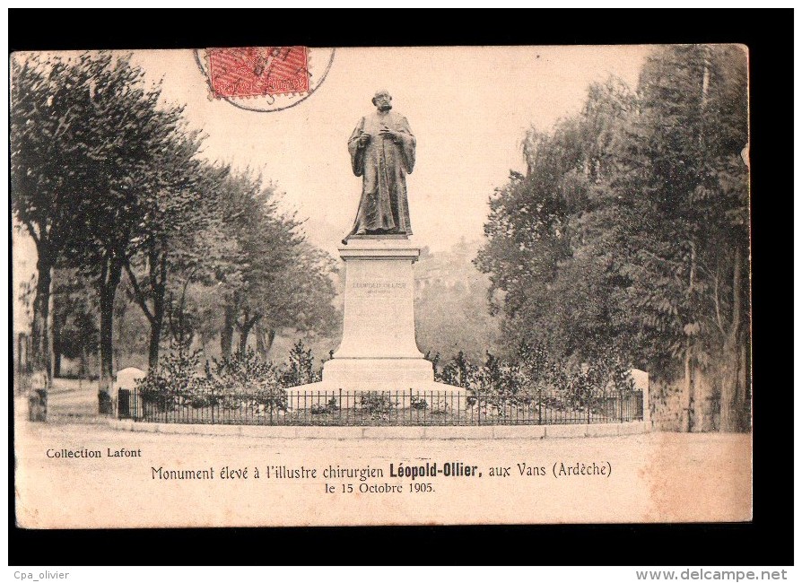 07 LES VANS Monument, Statue Léopold Ollier, Chirurgien, 15-10-1905, ed Lafont, 1906