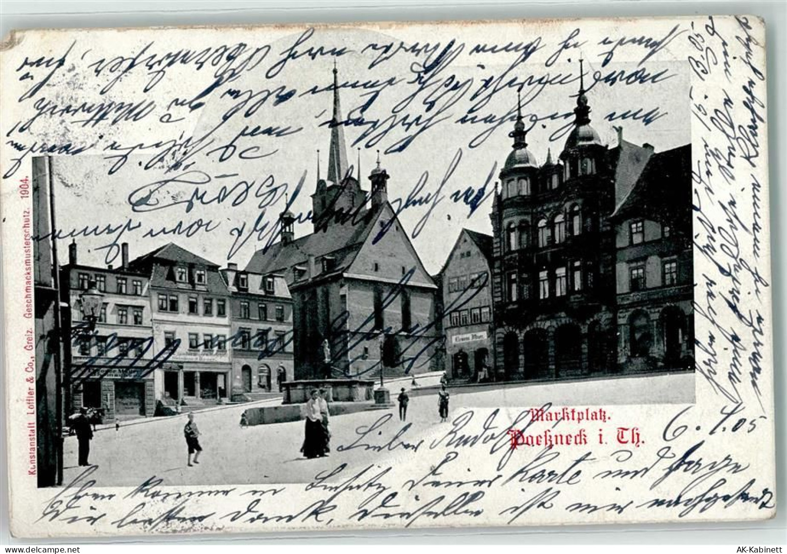 07381 O6840 Pößneck 1905 - Marktplatz Brunne Kirche St.Bartholomäus - 39302246