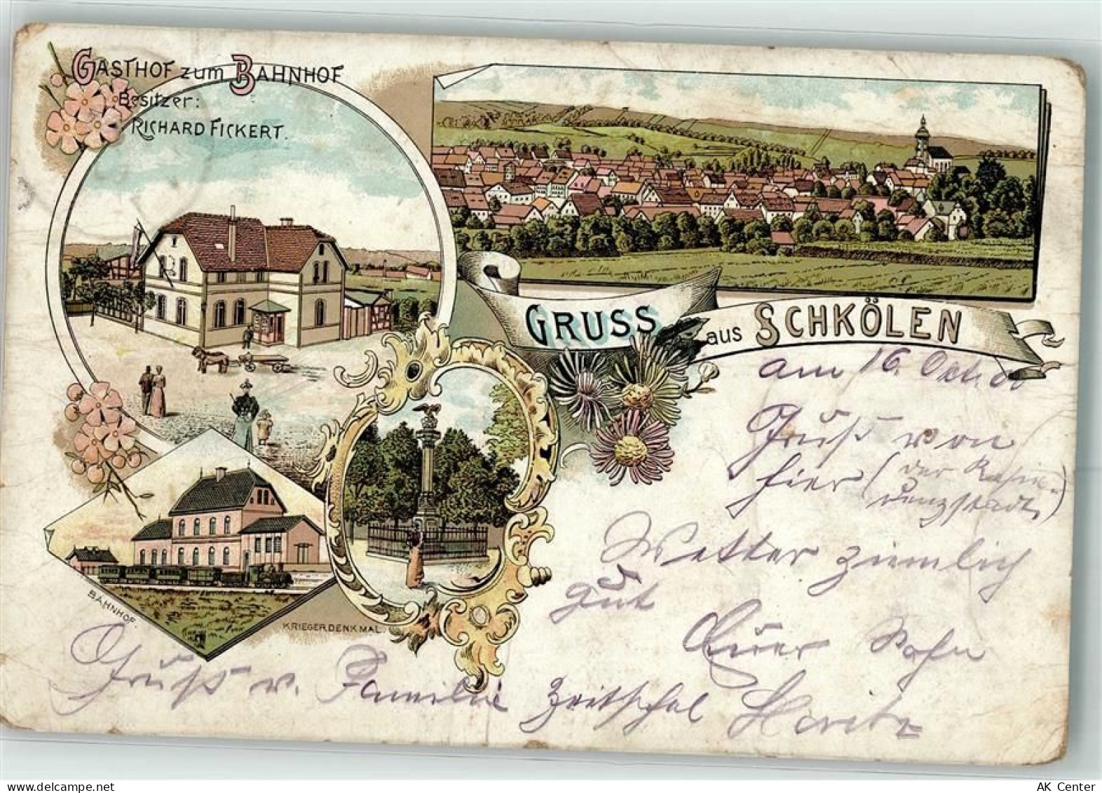 07619 O6524 Schkölen b Eisenberg, Thür 1900 Gebrauchsspuren Gasthaus Zum... - 13613402